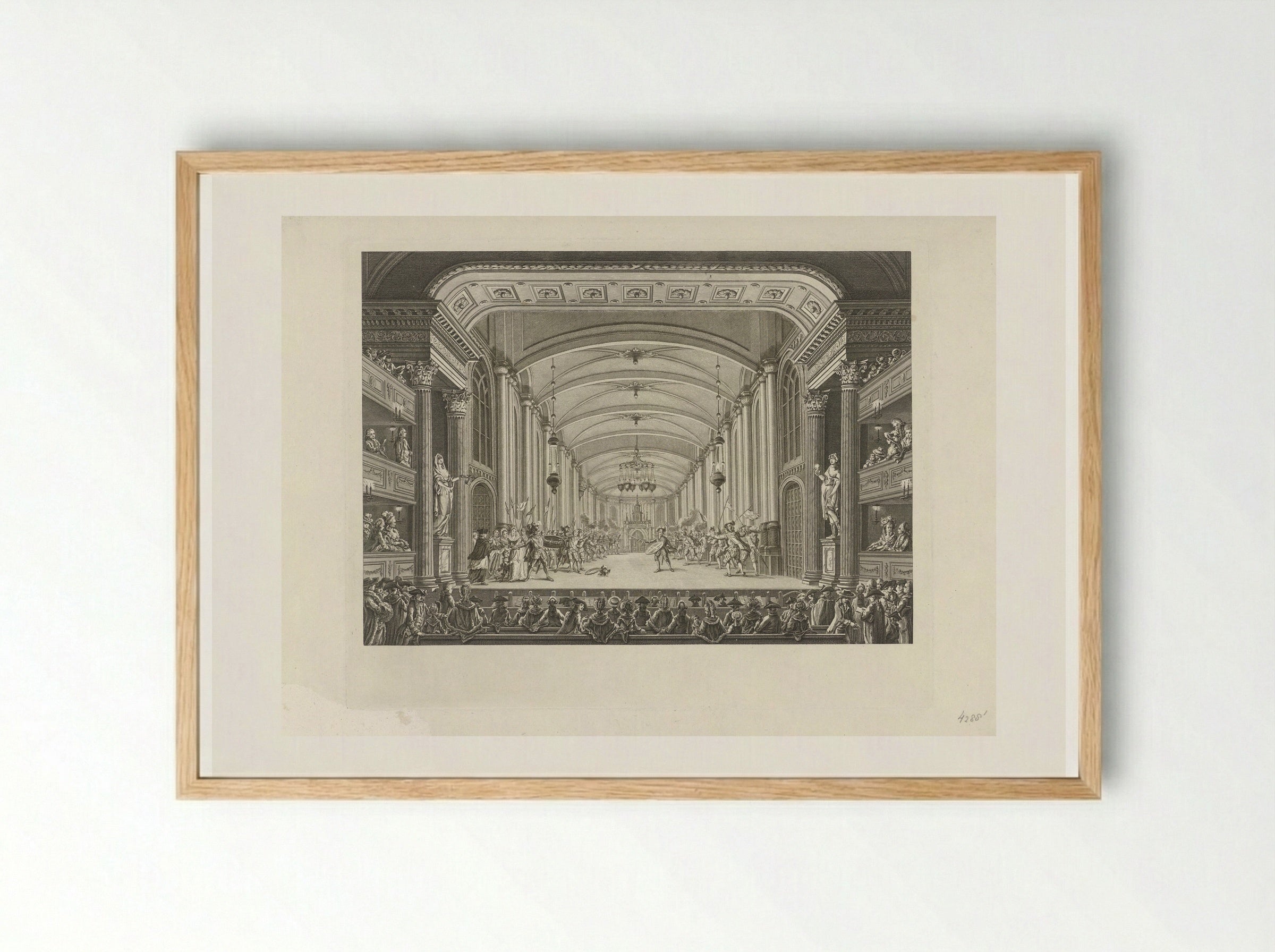 Schouwburg met toneeldecor: De Abdy-kerk - Cornelis Brouwer - Framed Print Wood
