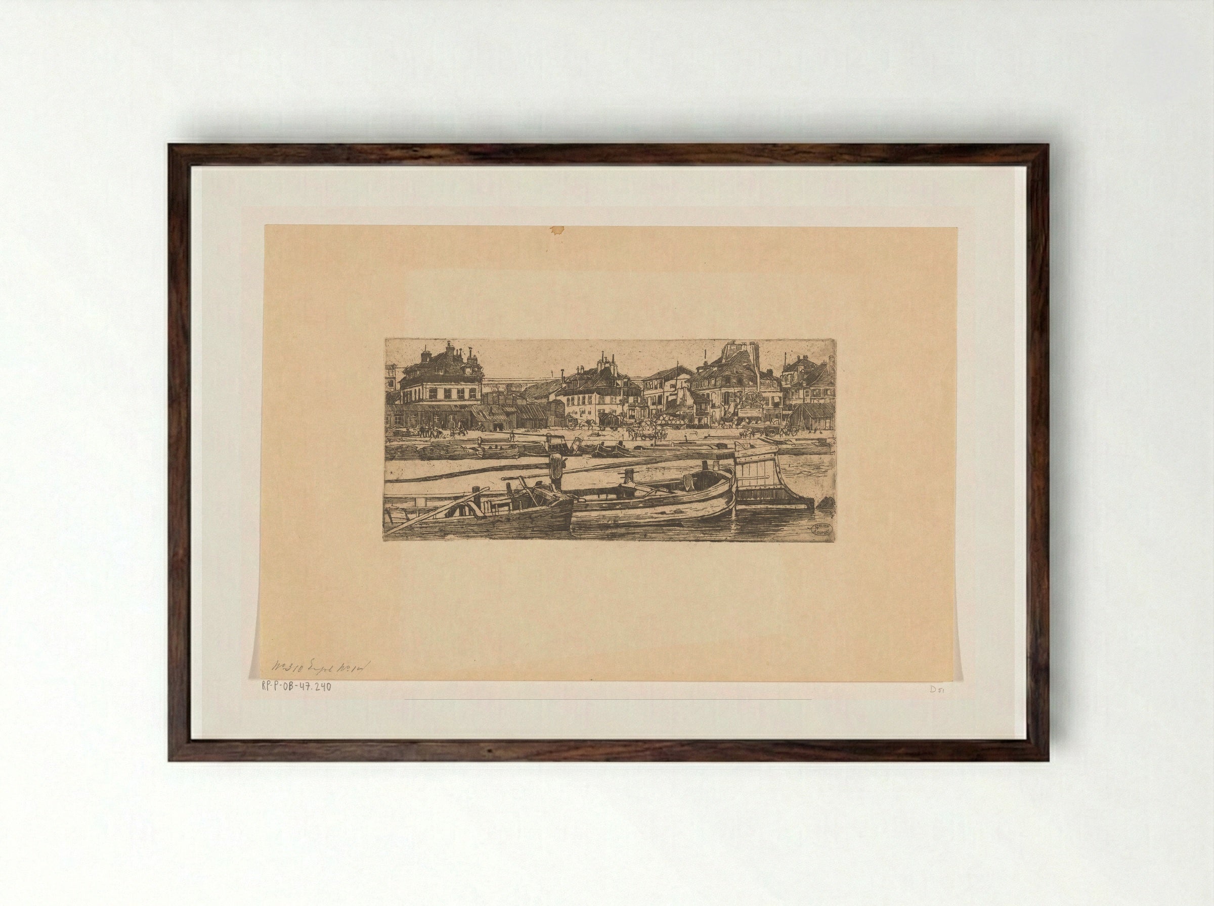 Schuiten in de Seine in Parijs - Pieter Dupont - Framed Print Dark Wood