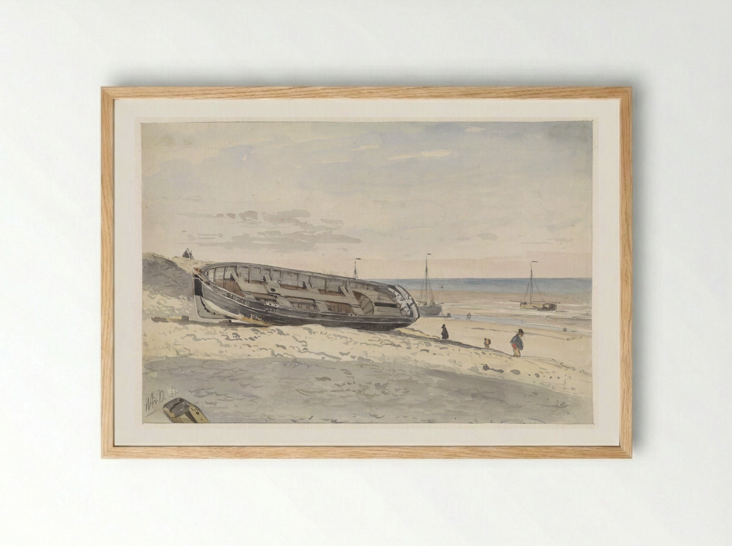 Schuiten op het strand - Willem Anthonie van Deventer - Framed Print Wood
