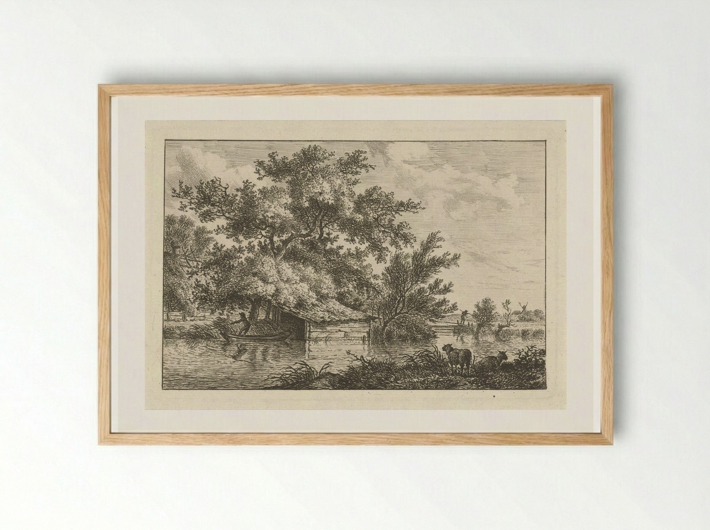 Schuitje bij boothuis - Hermanus Fock - Framed Print Wood