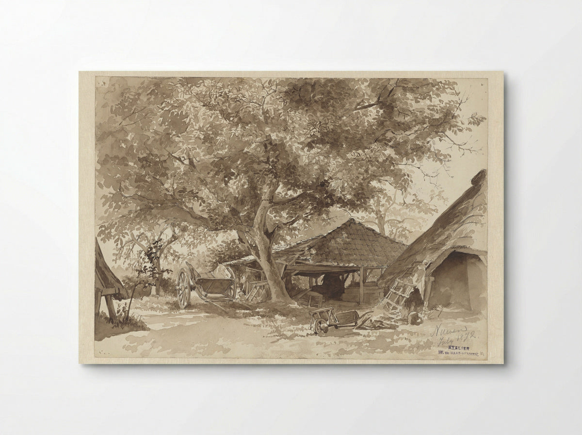 Schuren onder hoog geboomte (Barns Under Tall Trees) - Willem de Haas Hemken - Poster