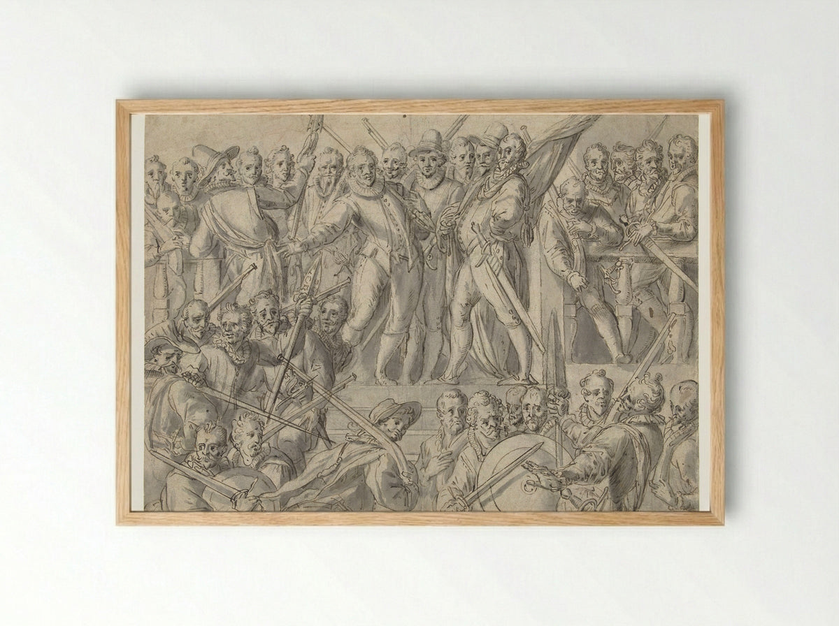 Schutterij bestaande uit achtendertig man - Cornelis Ketel - Framed Print Wood