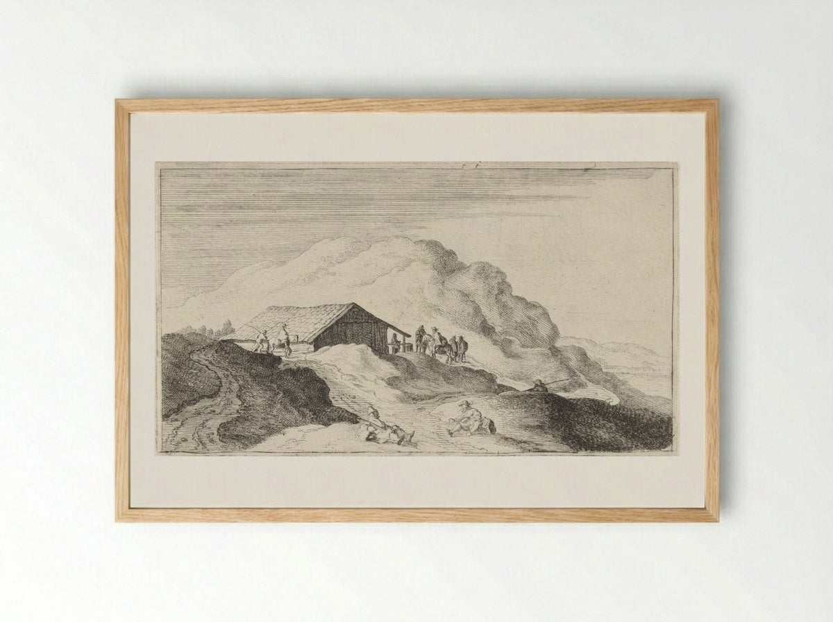 Schuur in de duinen - Gillis van Scheyndel (I) - Framed Print Wood