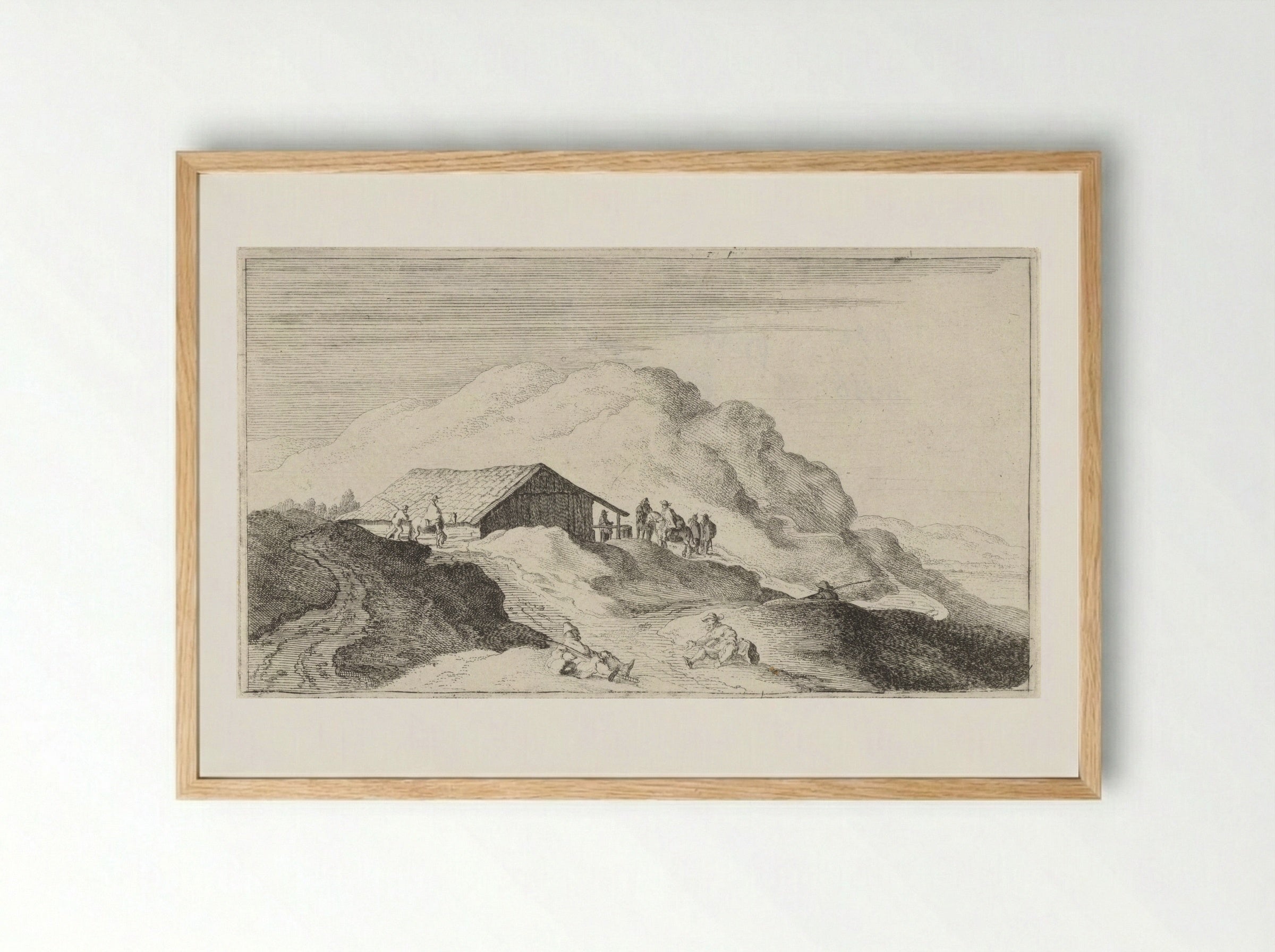 Schuur in de duinen - Gillis van Scheyndel (I) - Framed Print Wood