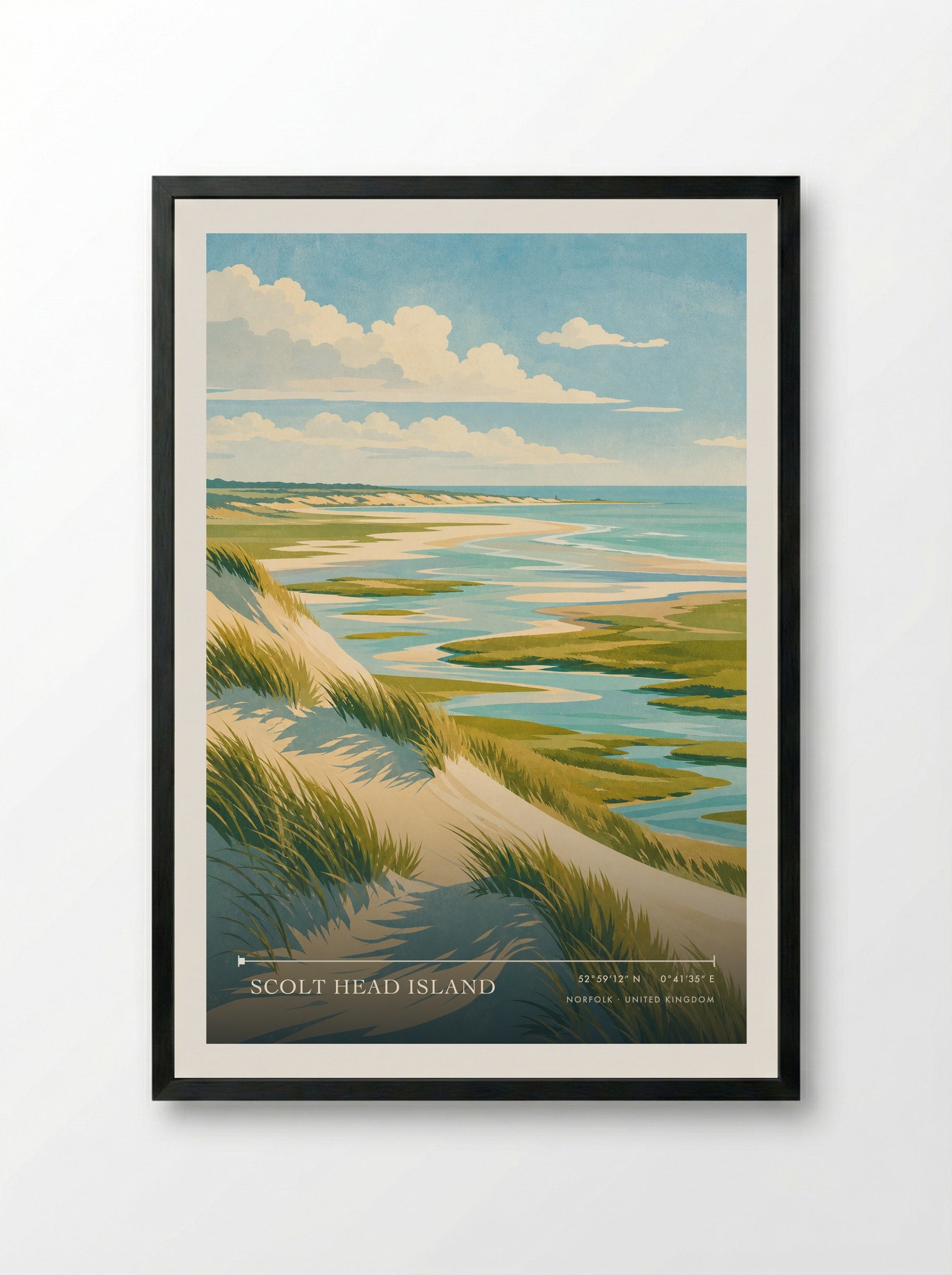Scolt Head Island Norfolk United Kingdom Travel Poster - Framed Print Black