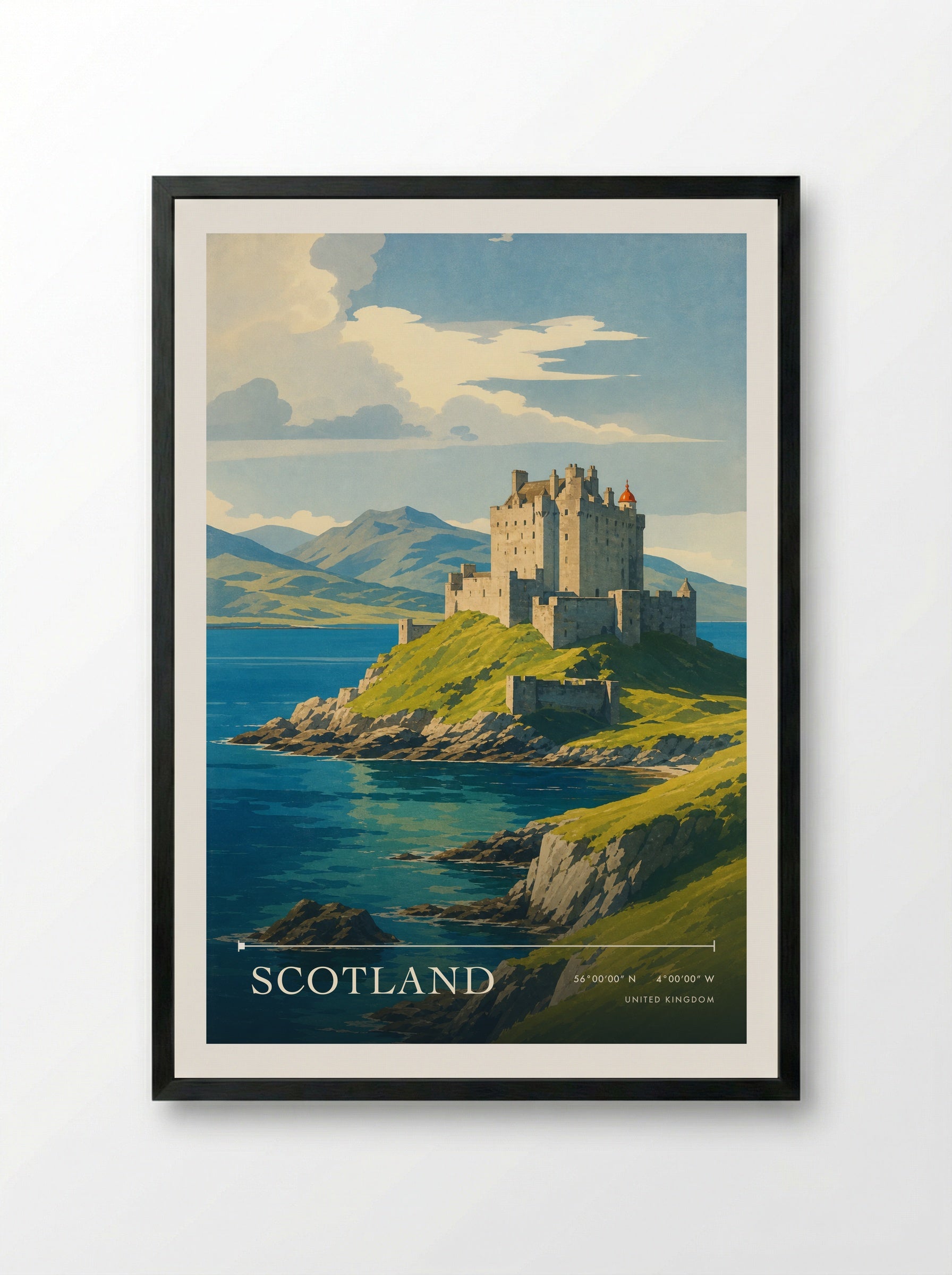 Scotland United Kingdom Travel Poster - Framed Print Black