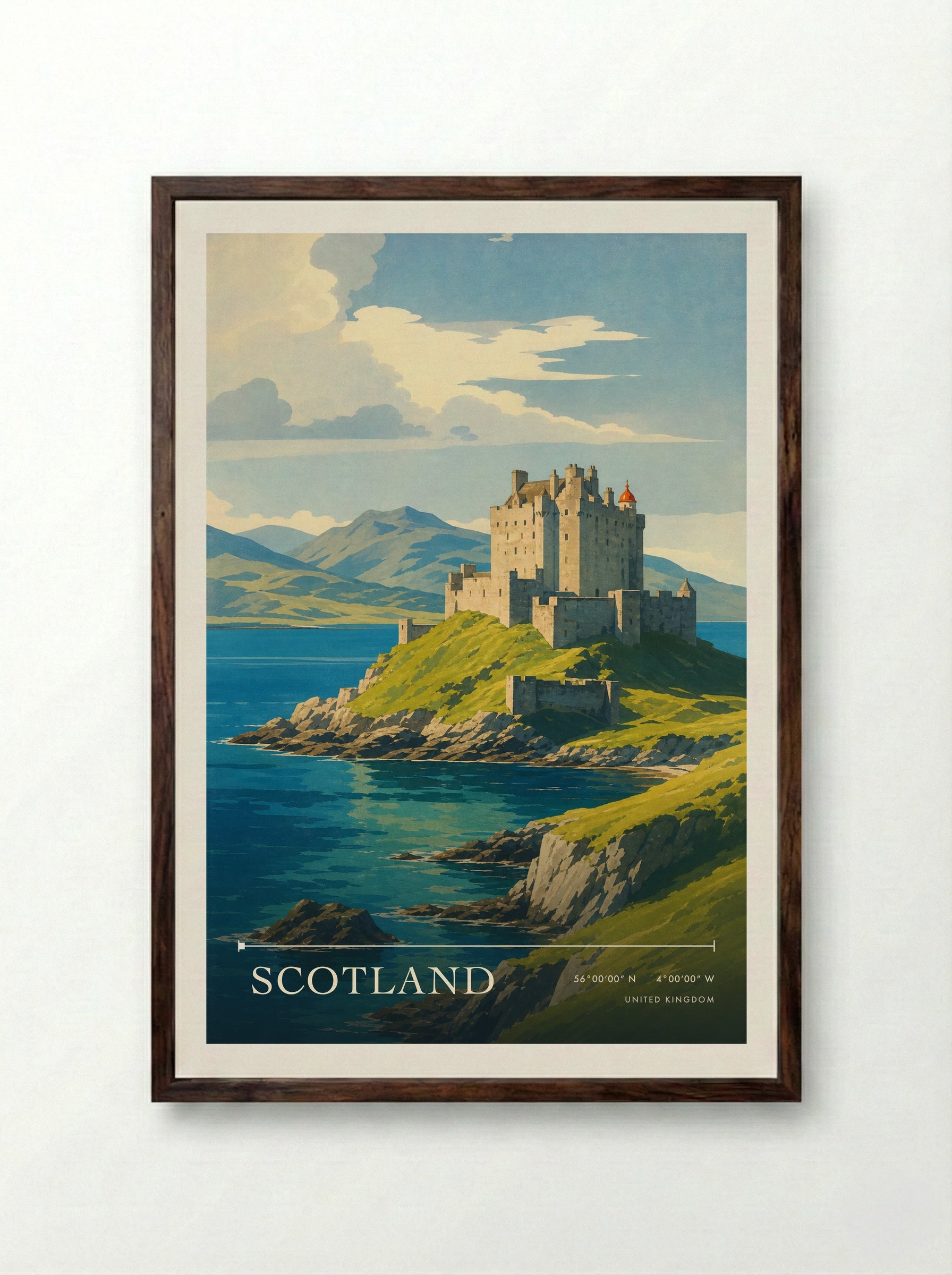 Scotland United Kingdom Travel Poster - Framed Print Dark Wood