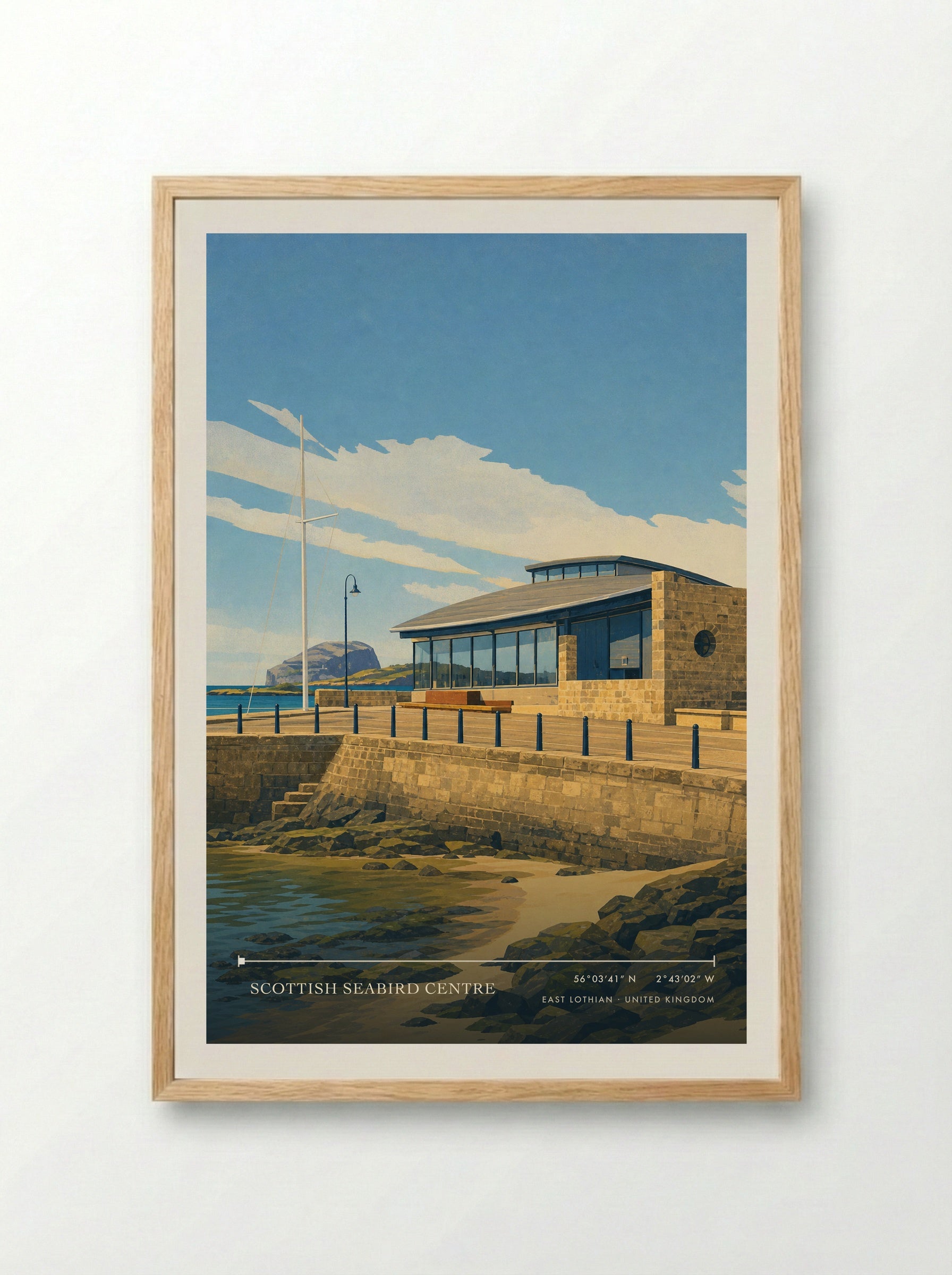 Scottish Seabird Centre East Lothian United Kingdom Travel Poster - Framed Print Wood