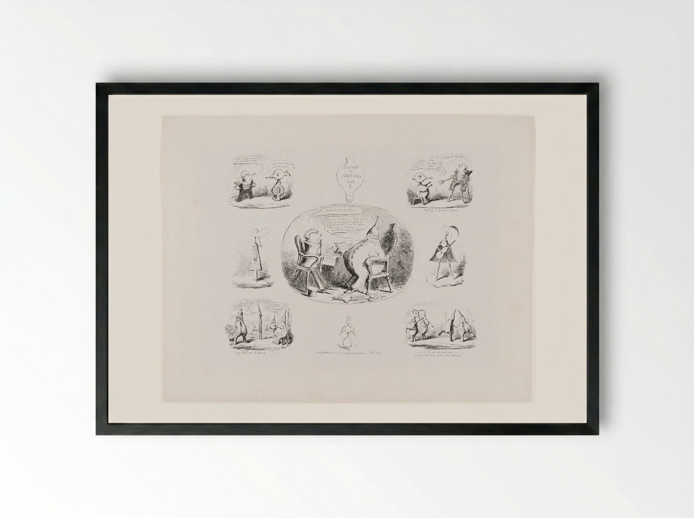Scraps and Sketches, Part 3 - George Cruikshank - Framed Print Black