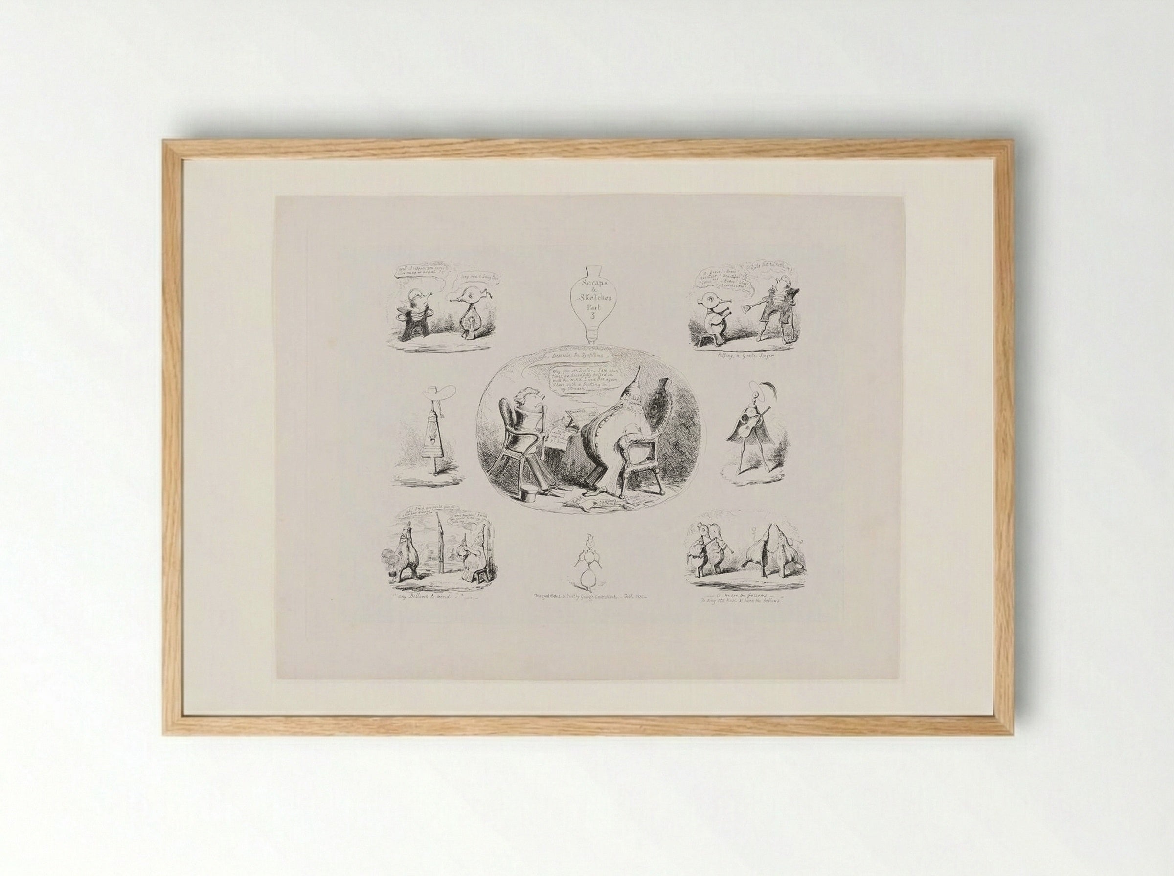 Scraps and Sketches, Part 3 - George Cruikshank - Framed Print Wood