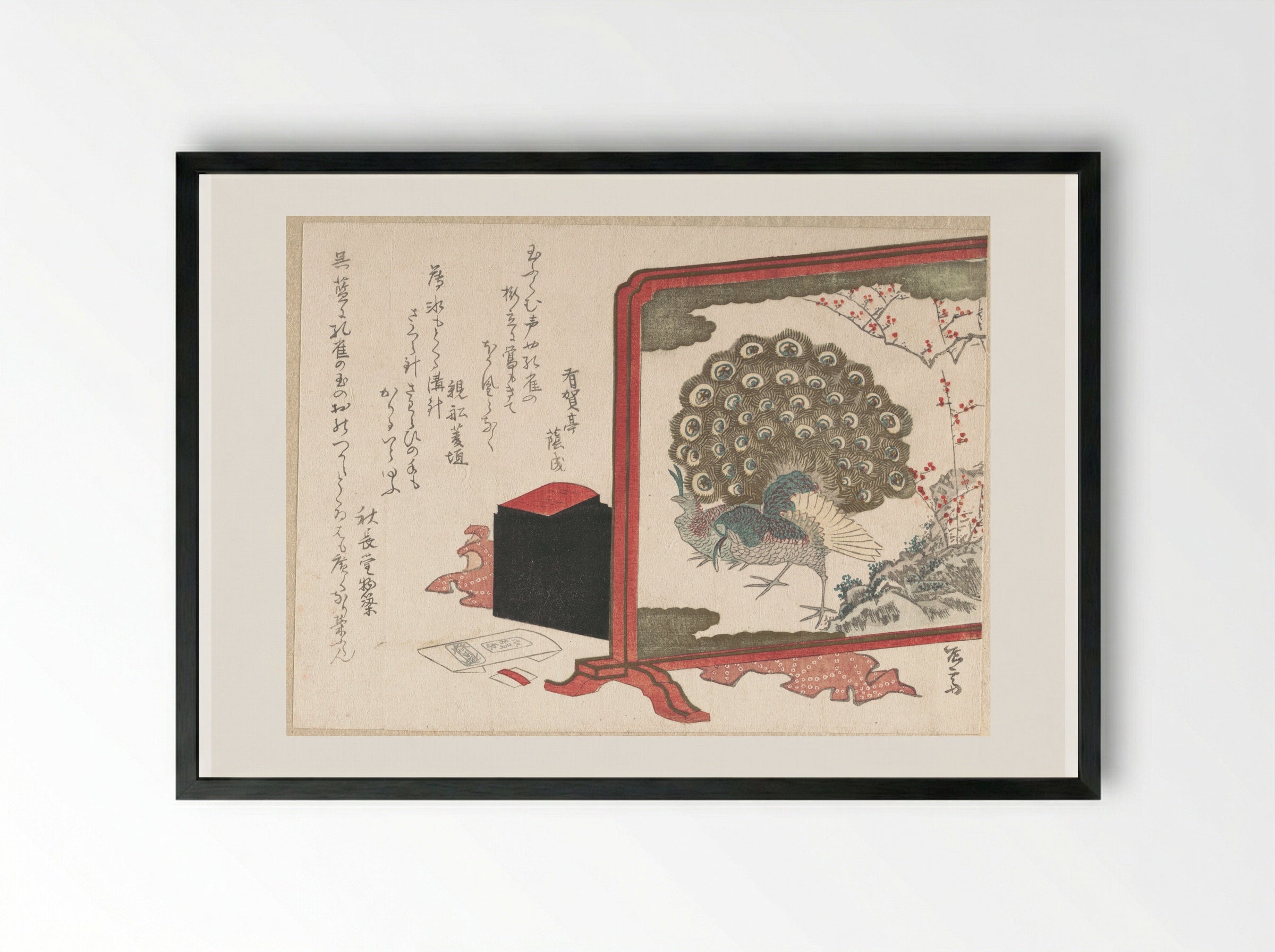 Screen and Lady's Work-Box - Ryūryūkyo Shinsai - Framed Print Black