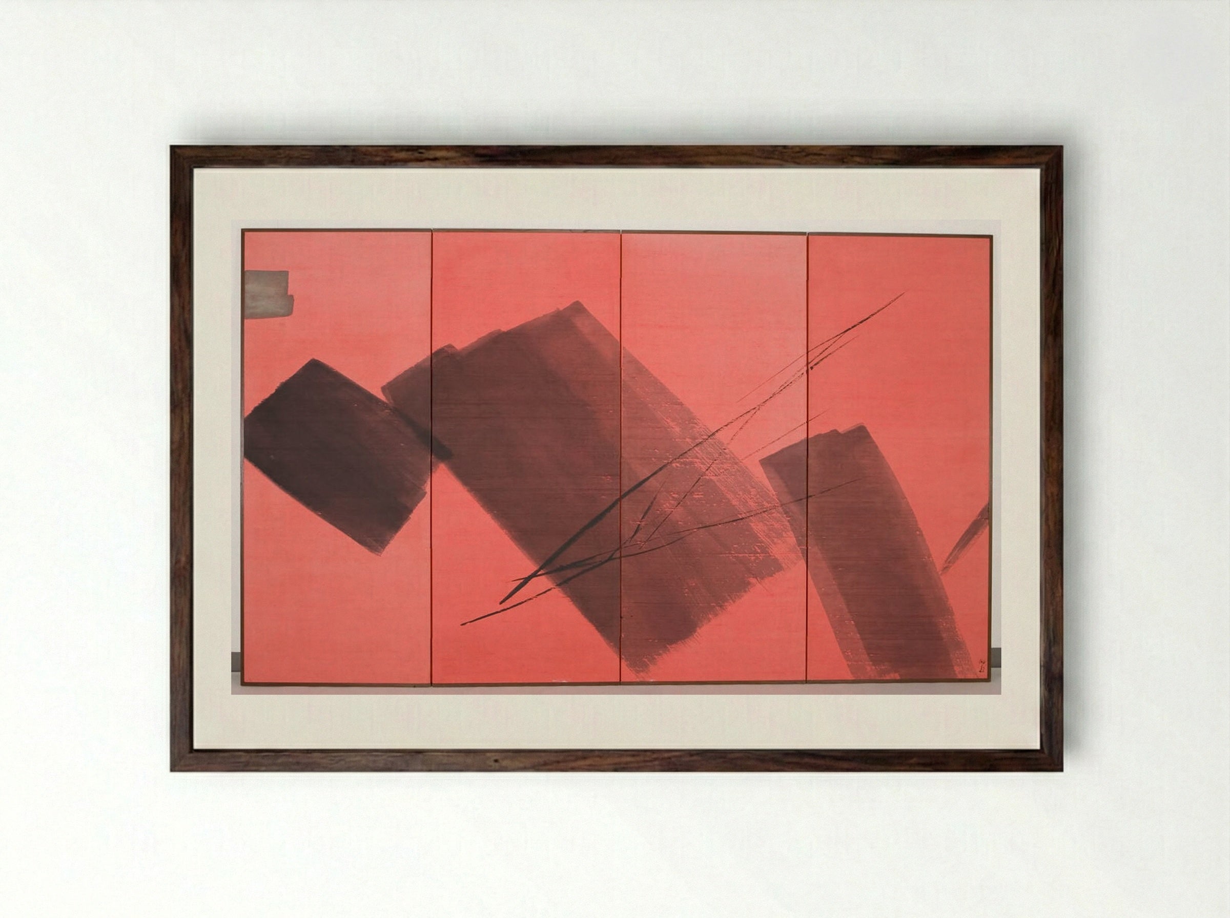Screen with Abstract Designs - Shinoda Tōkō - Framed Print Dark Wood