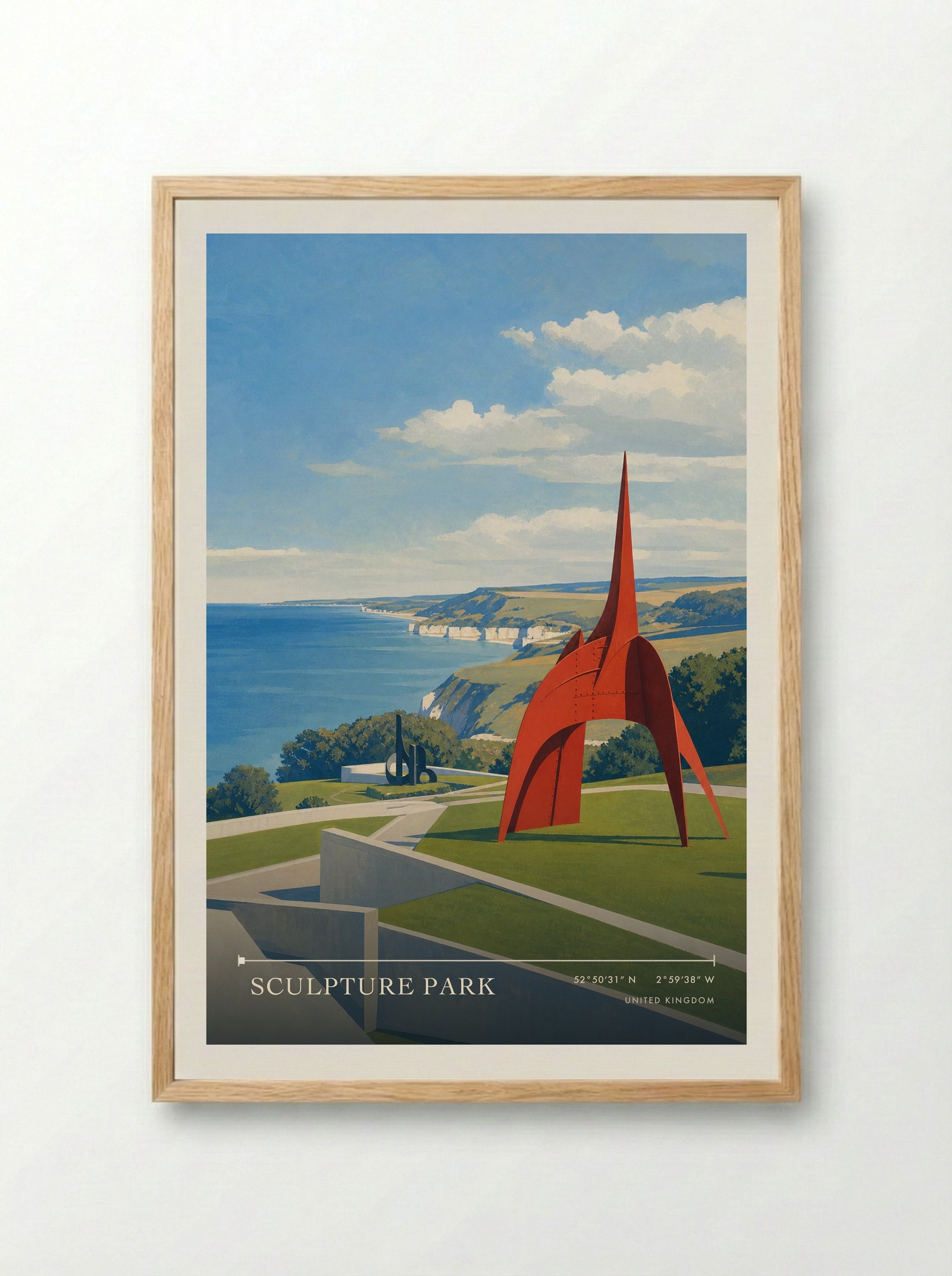 Sculpture Park United Kingdom Travel Poster - Framed Print Wood