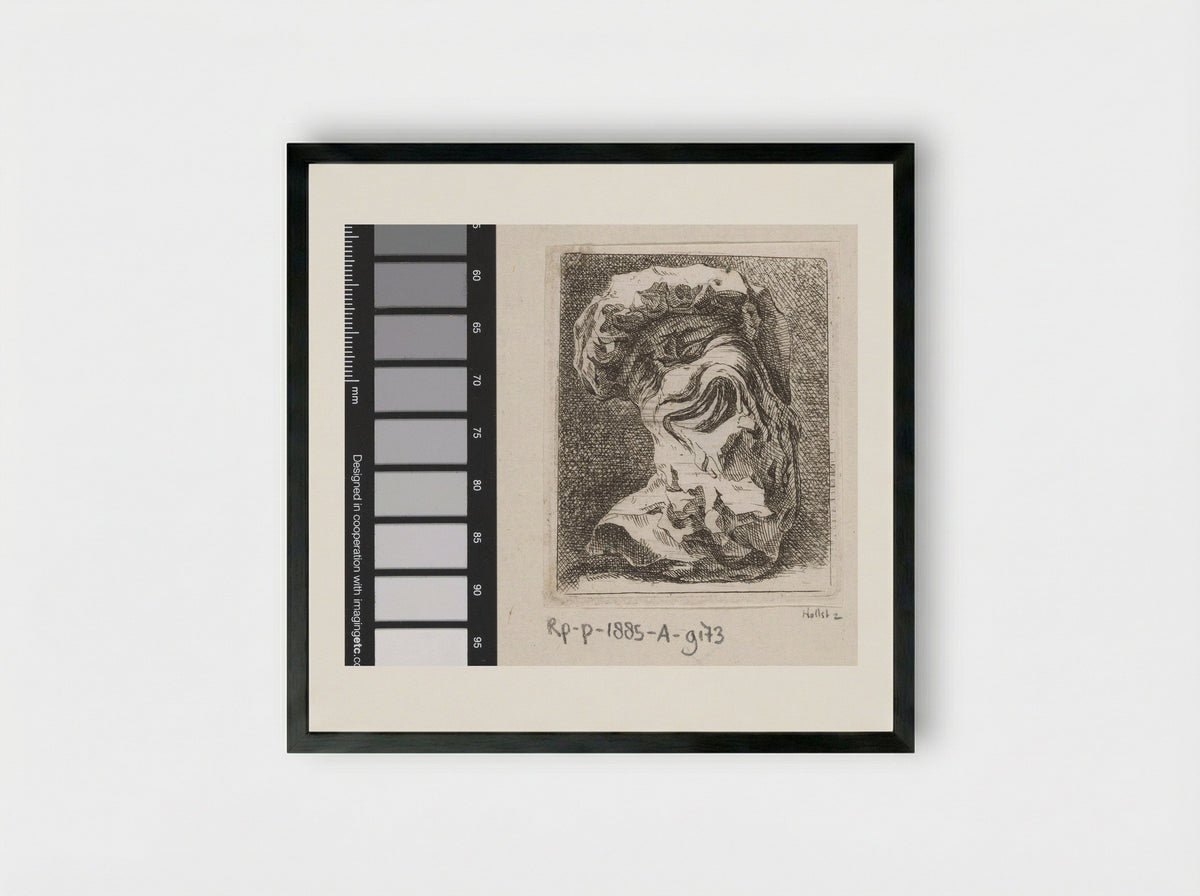 Sculptuur van een groteske kop - Johann Franz Ermels - Framed Print Black