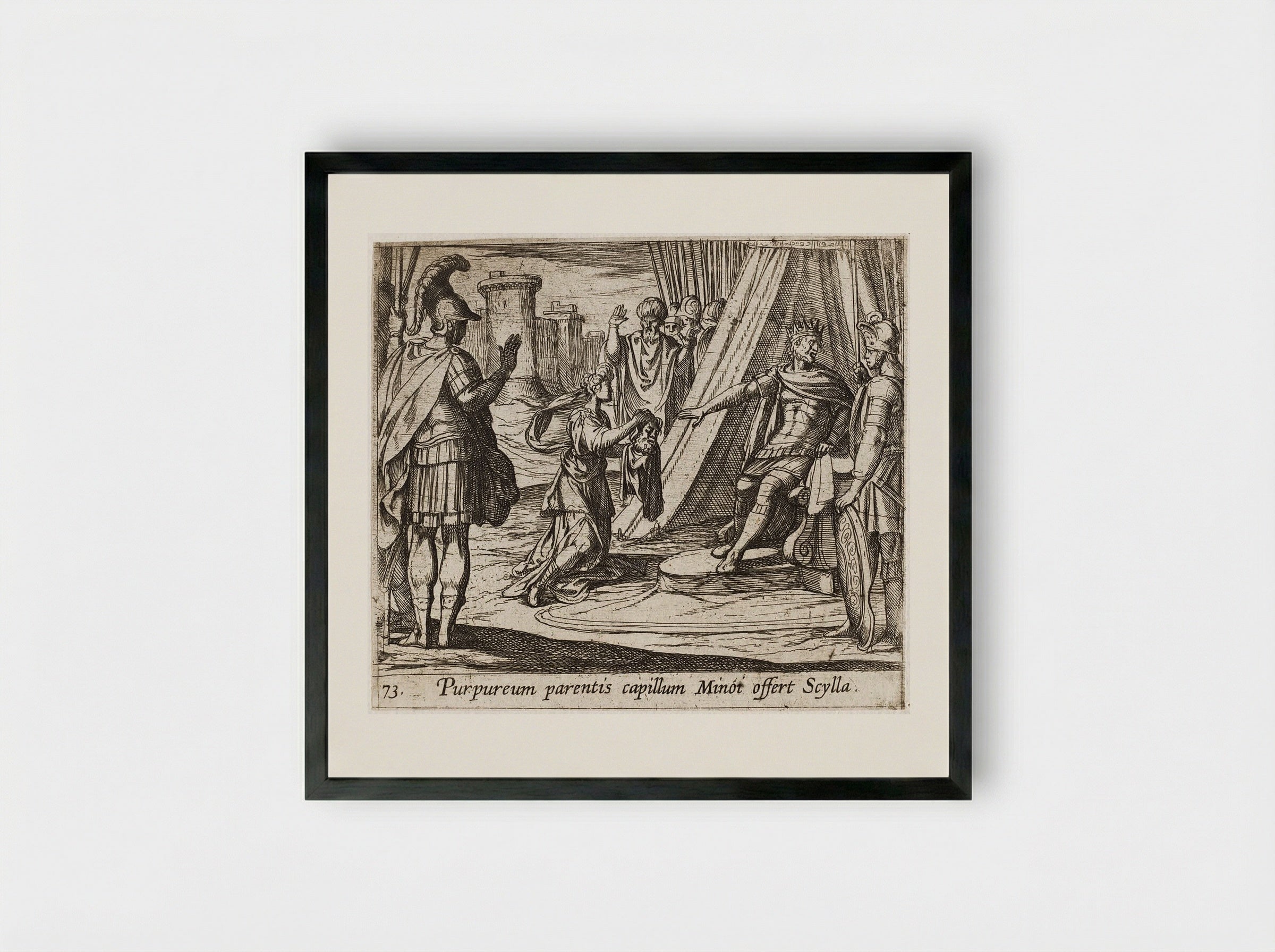 Scylla Rejected by Minos after Destroying Her Father - Antonio Tempesta - Framed Print Black