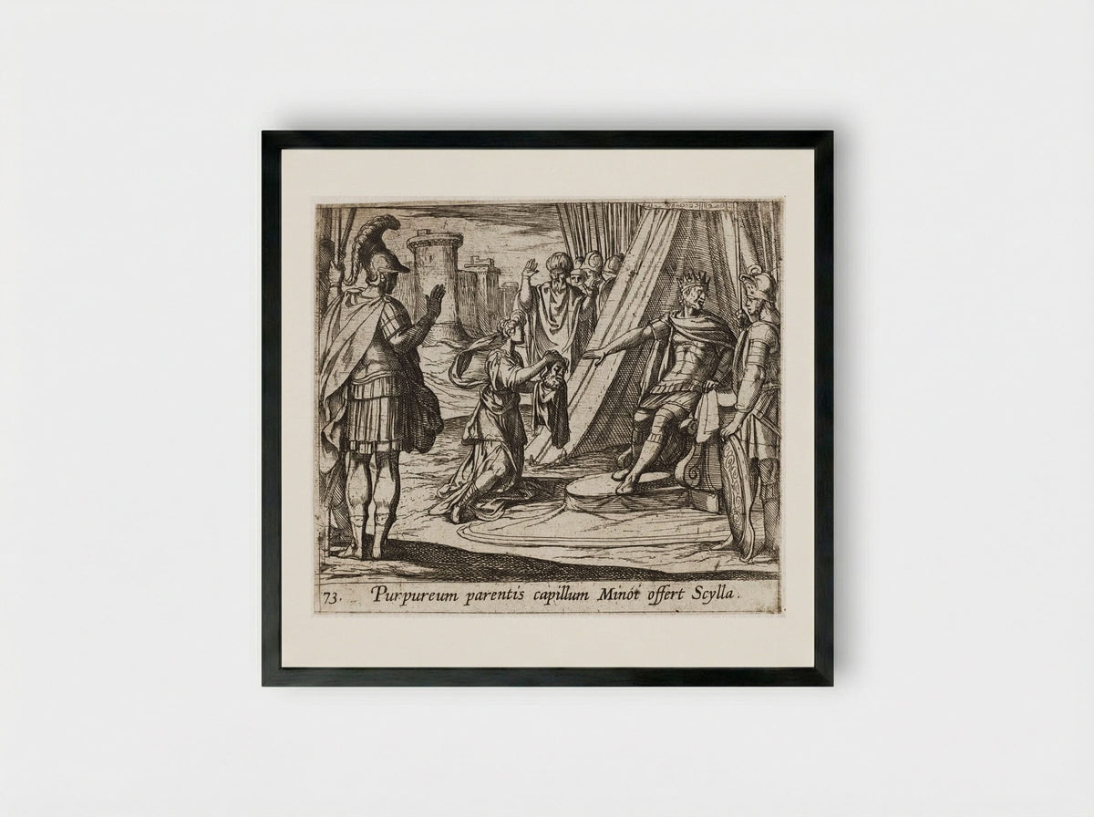 Scylla Rejected by Minos after Destroying Her Father - Antonio Tempesta - Framed Print Black