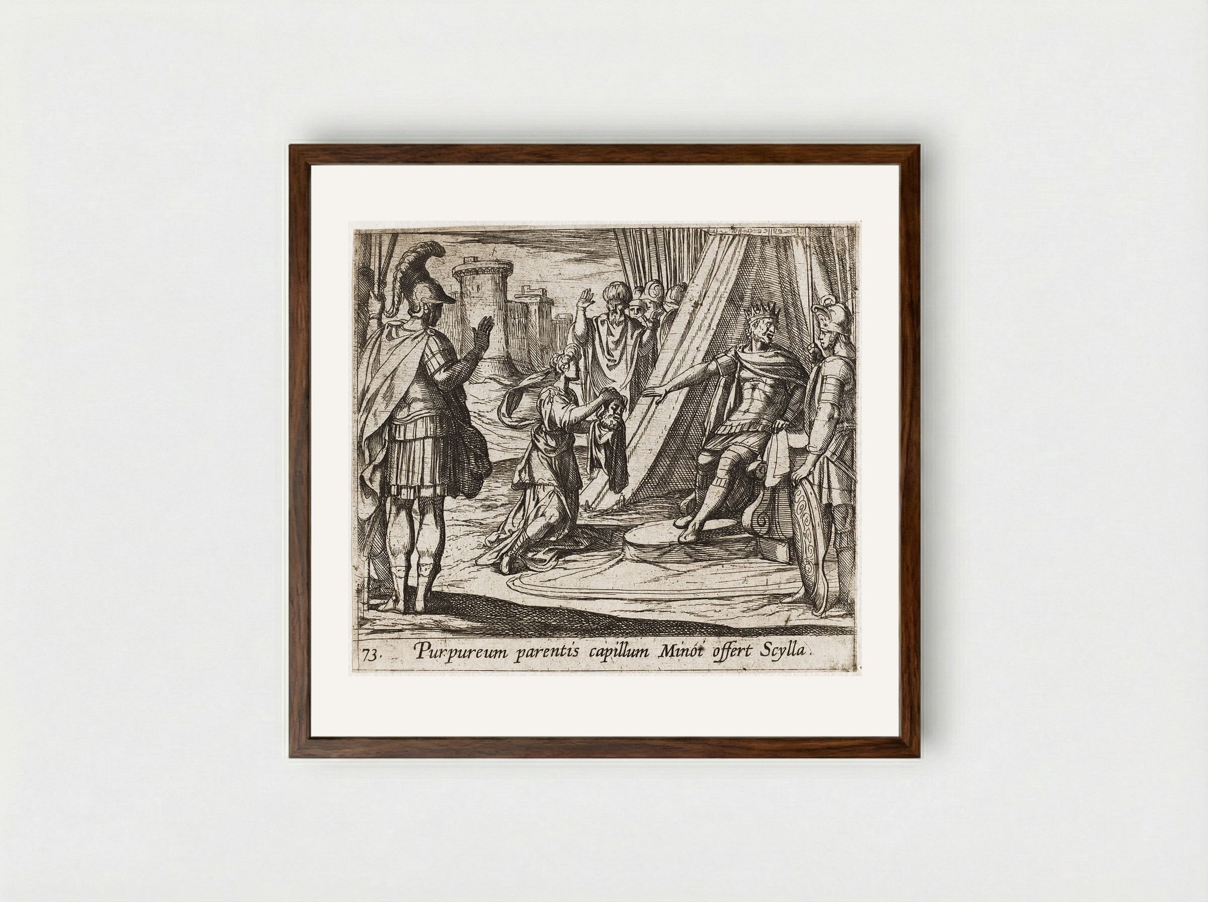 Scylla Rejected by Minos after Destroying Her Father - Antonio Tempesta - Framed Print Dark Wood