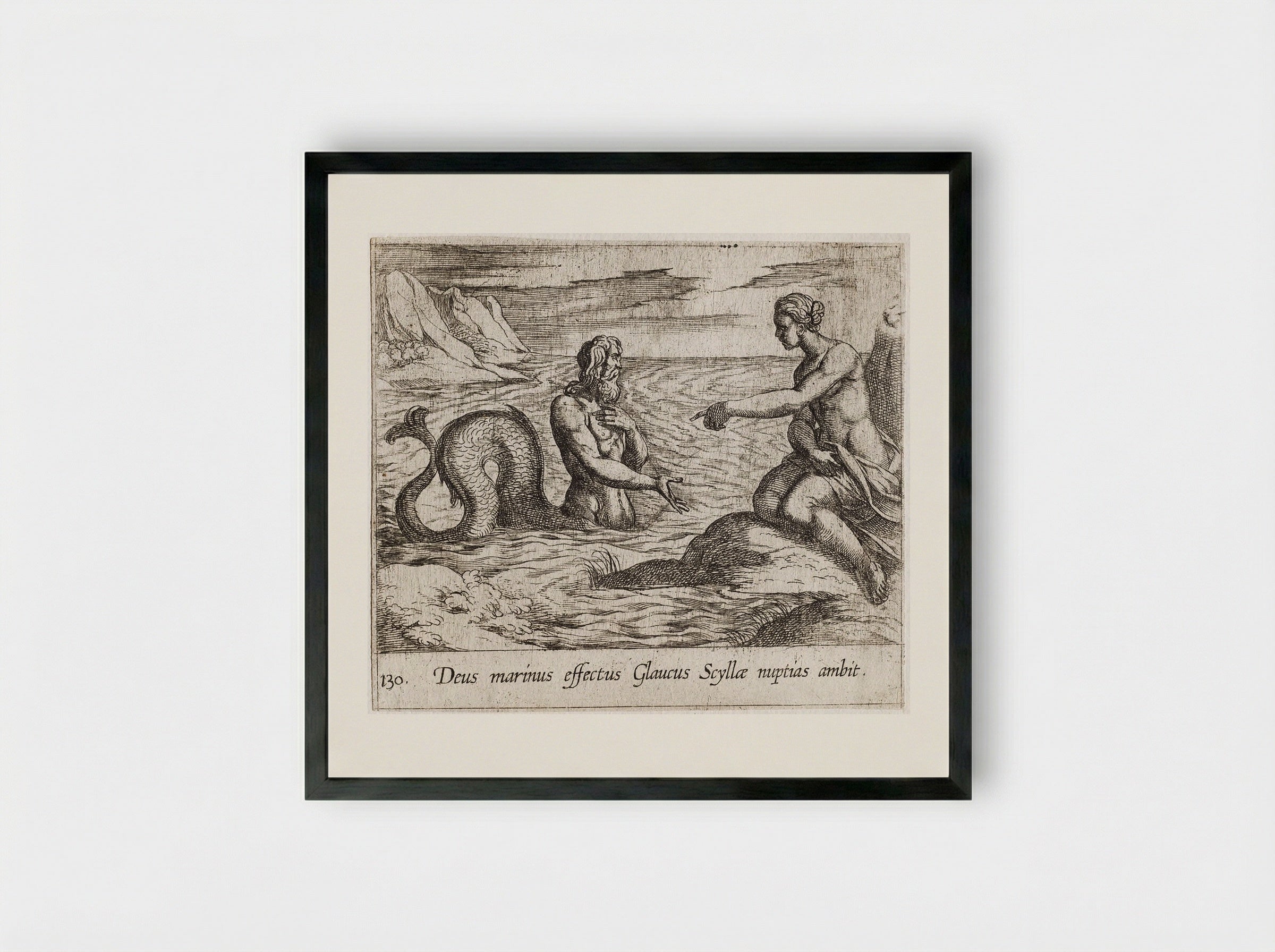 Scylla and Glaucus - Antonio Tempesta - Framed Print Black