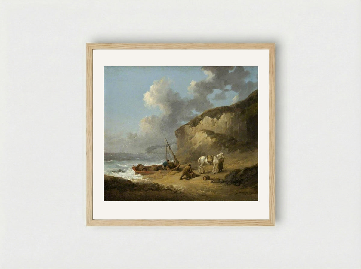Sea-Coast Scene, Smugglers - George Morland - Framed Print Wood