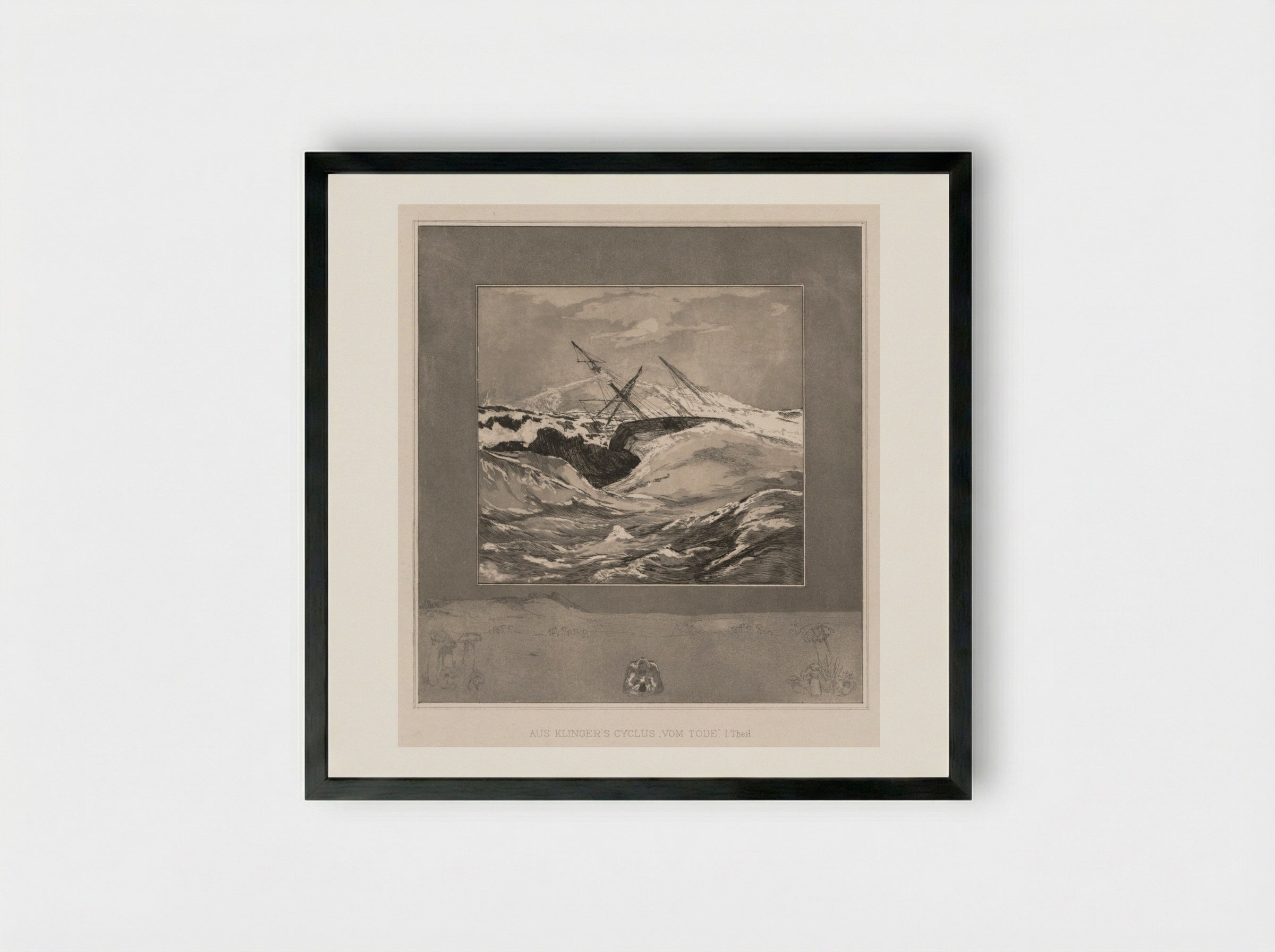 Sea (from Vom Tode, I. Teil) - Max Klinger - Framed Print Black