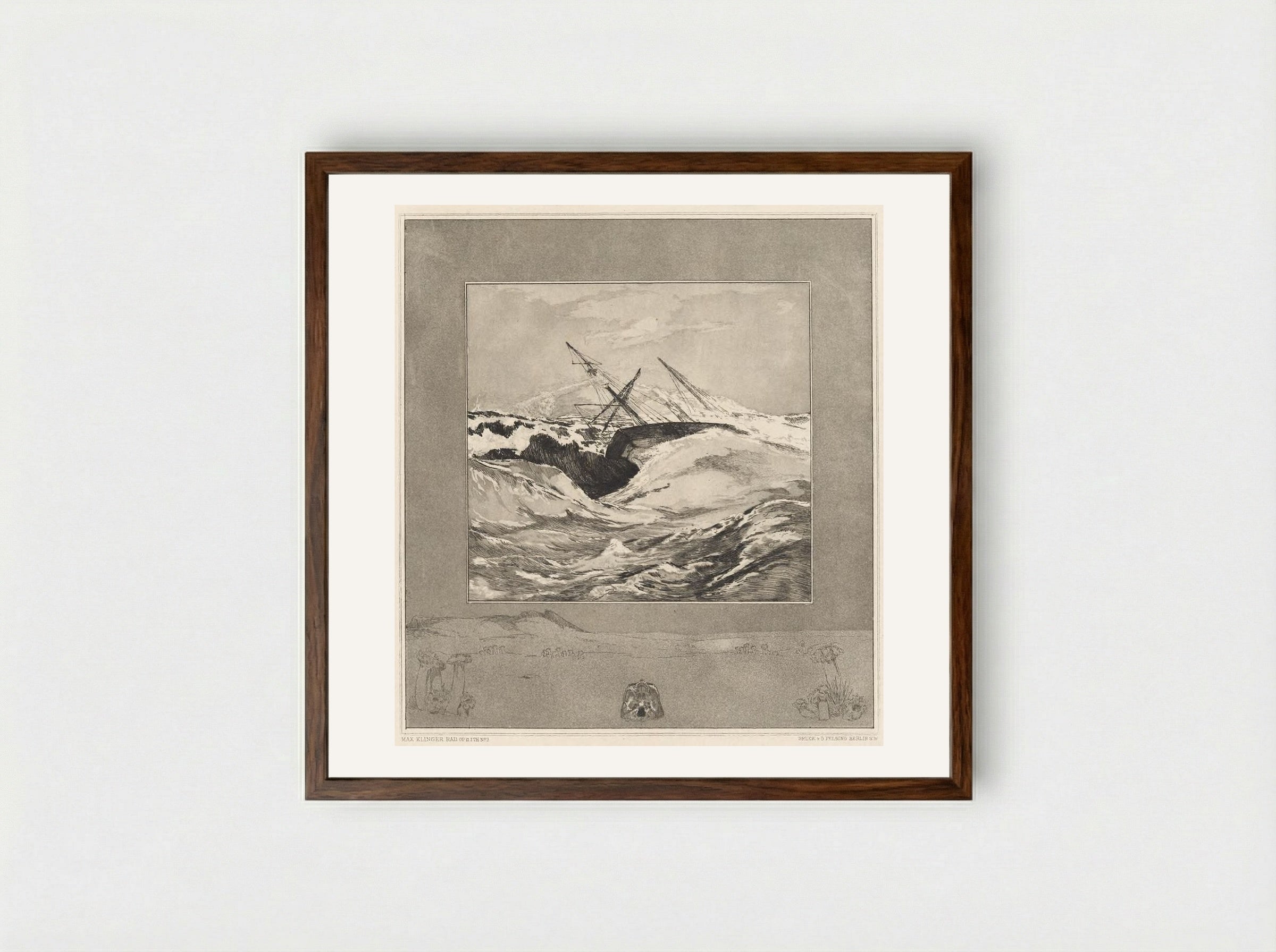 Sea, from the portfolio On Death, Part One, Opus XI - Max Klinger - Framed Print Dark Wood
