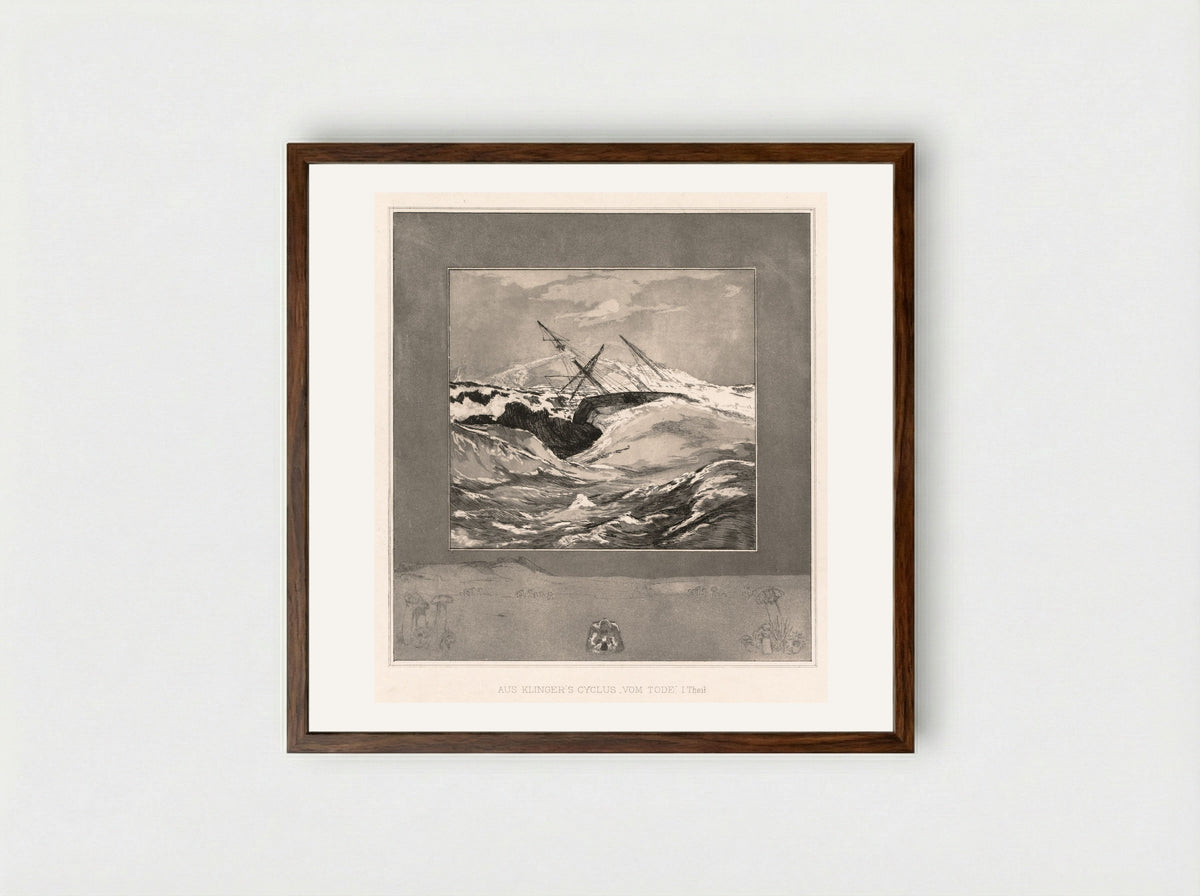 Sea, from the portfolio On Death, Part One, Opus XI - Max Klinger - Framed Print Dark Wood
