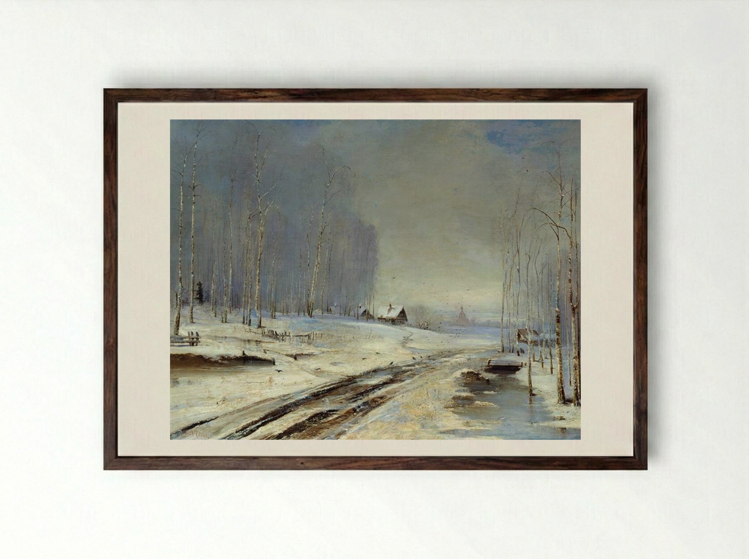 Sea of Mud - Aleksey Savrasov - Framed Print Dark Wood