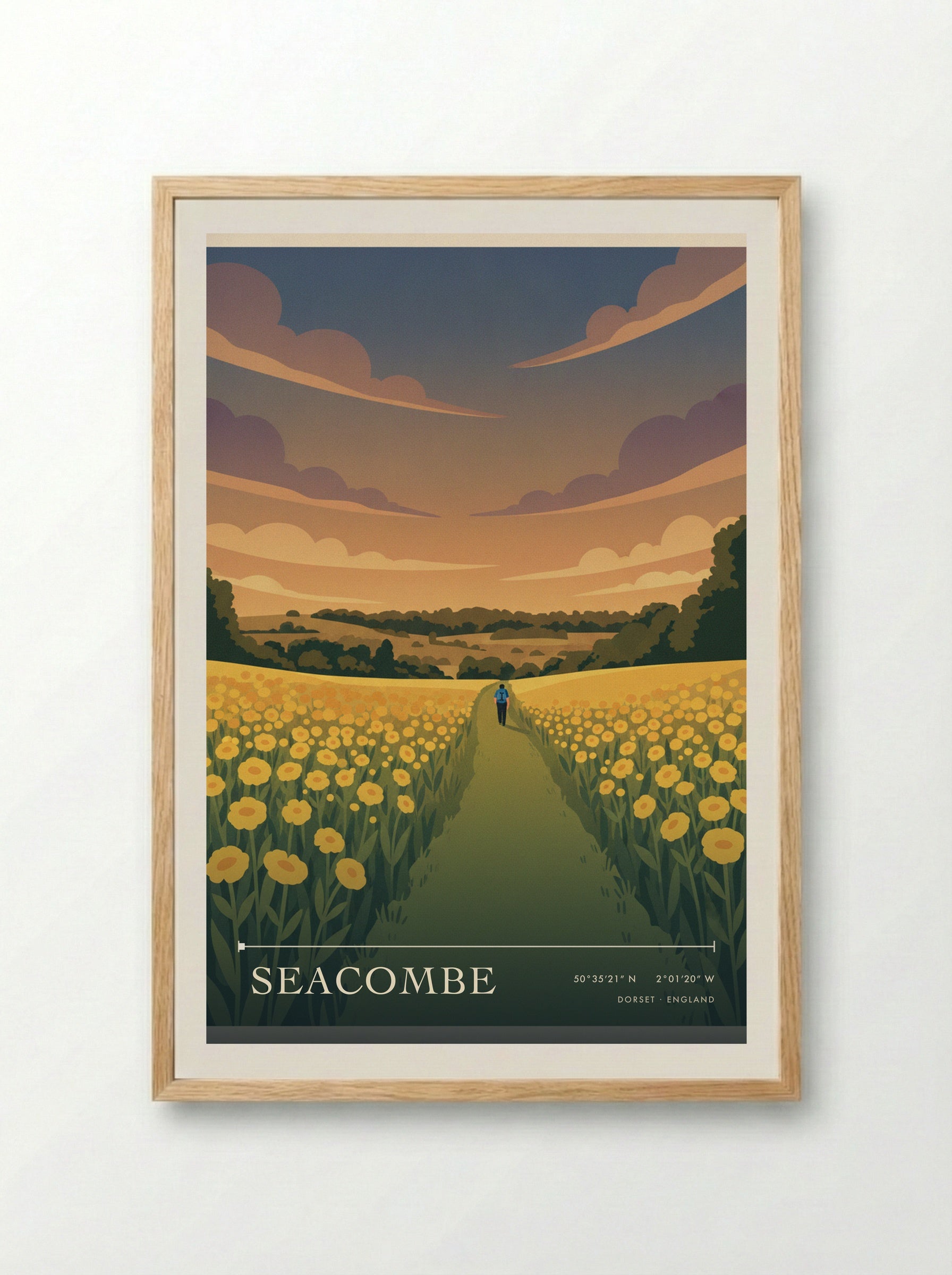 Seacombe Dorset England Travel Poster - Framed Print Wood