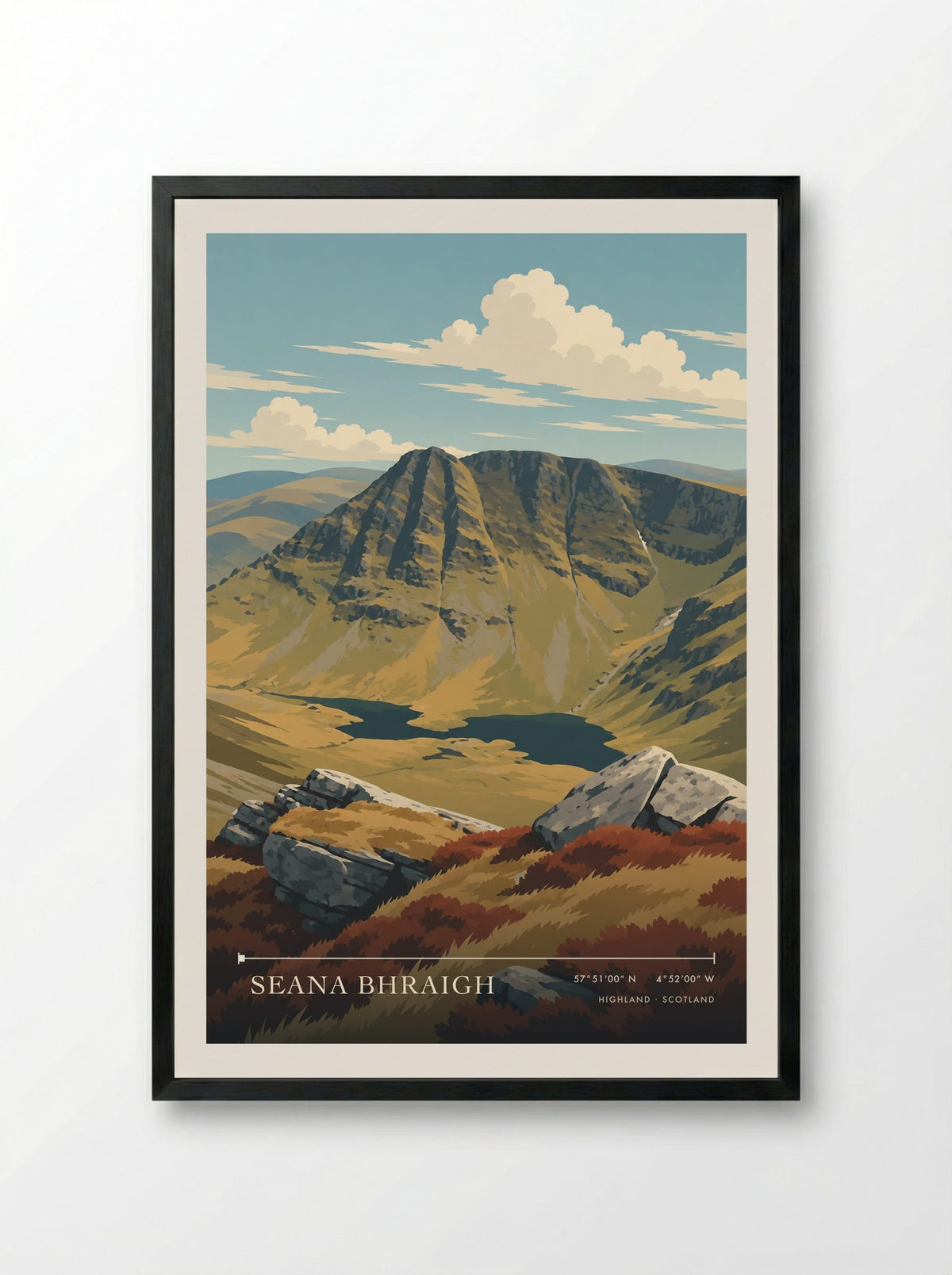 Seana Bhraigh, Highland | Travel Poster - Framed Print Black