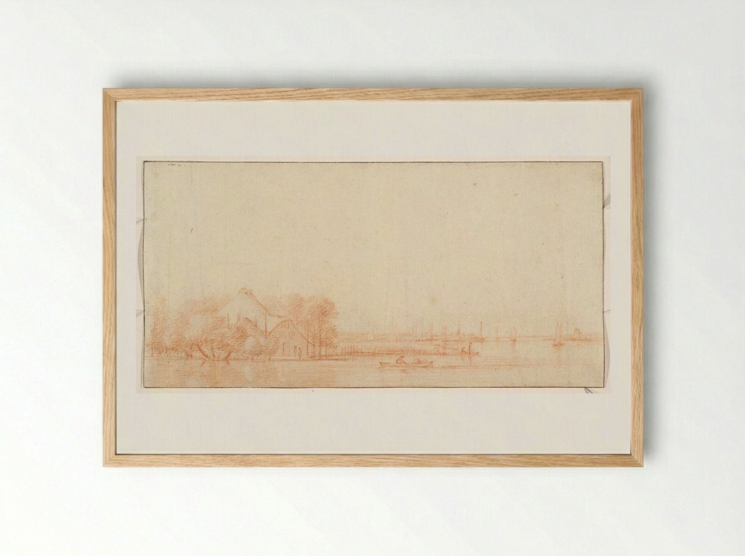 Seascape with House on Left Bank - Abraham Rutgers - Framed Print Wood