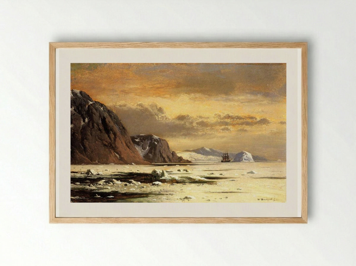 Seascape with Icebergs - William Bradford - Framed Print Wood