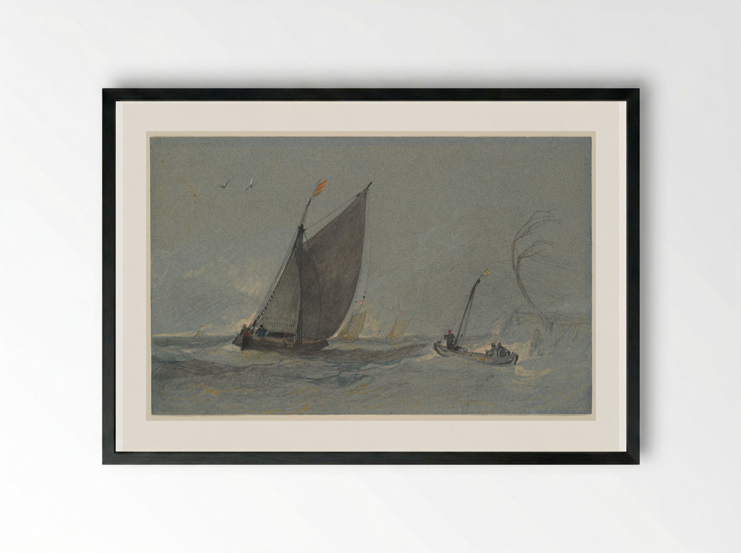 Seascape - John Sell Cotman - Framed Print Black