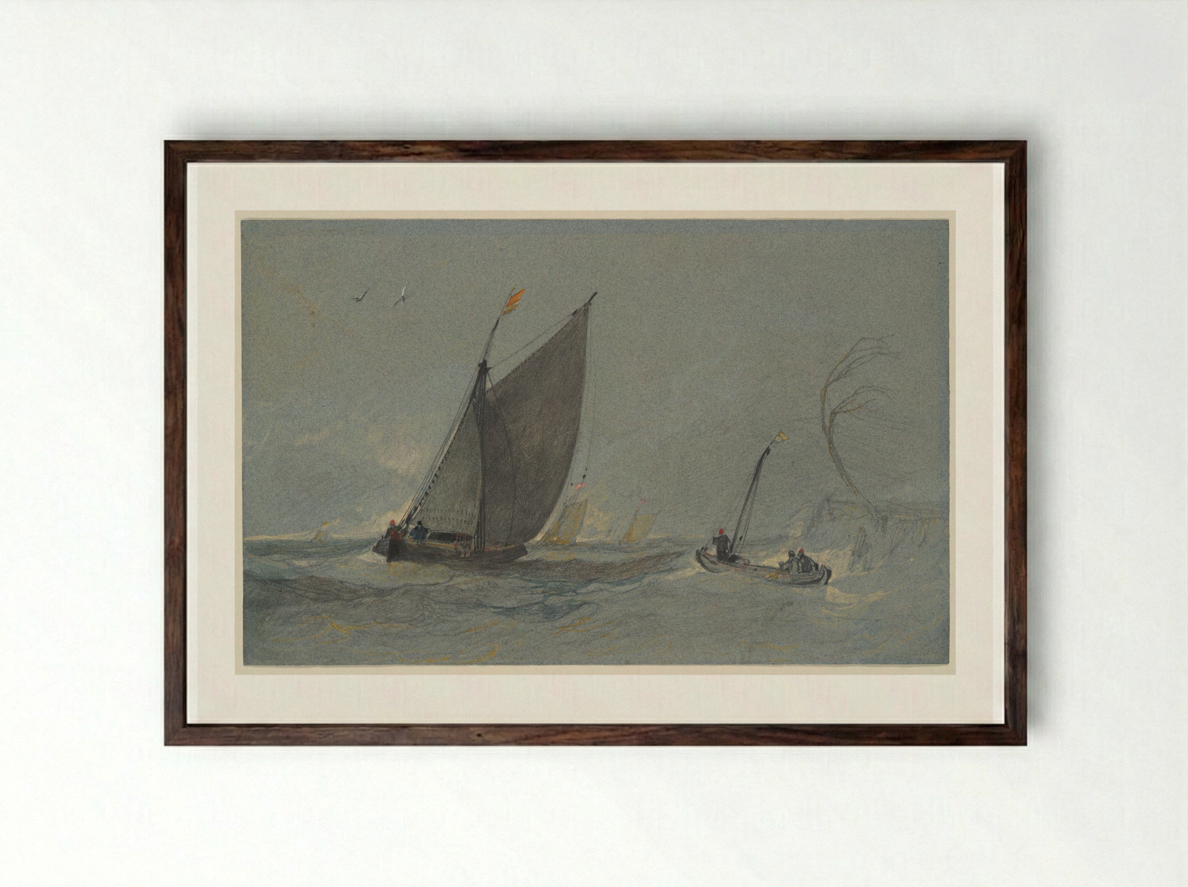 Seascape - John Sell Cotman - Framed Print Dark Wood
