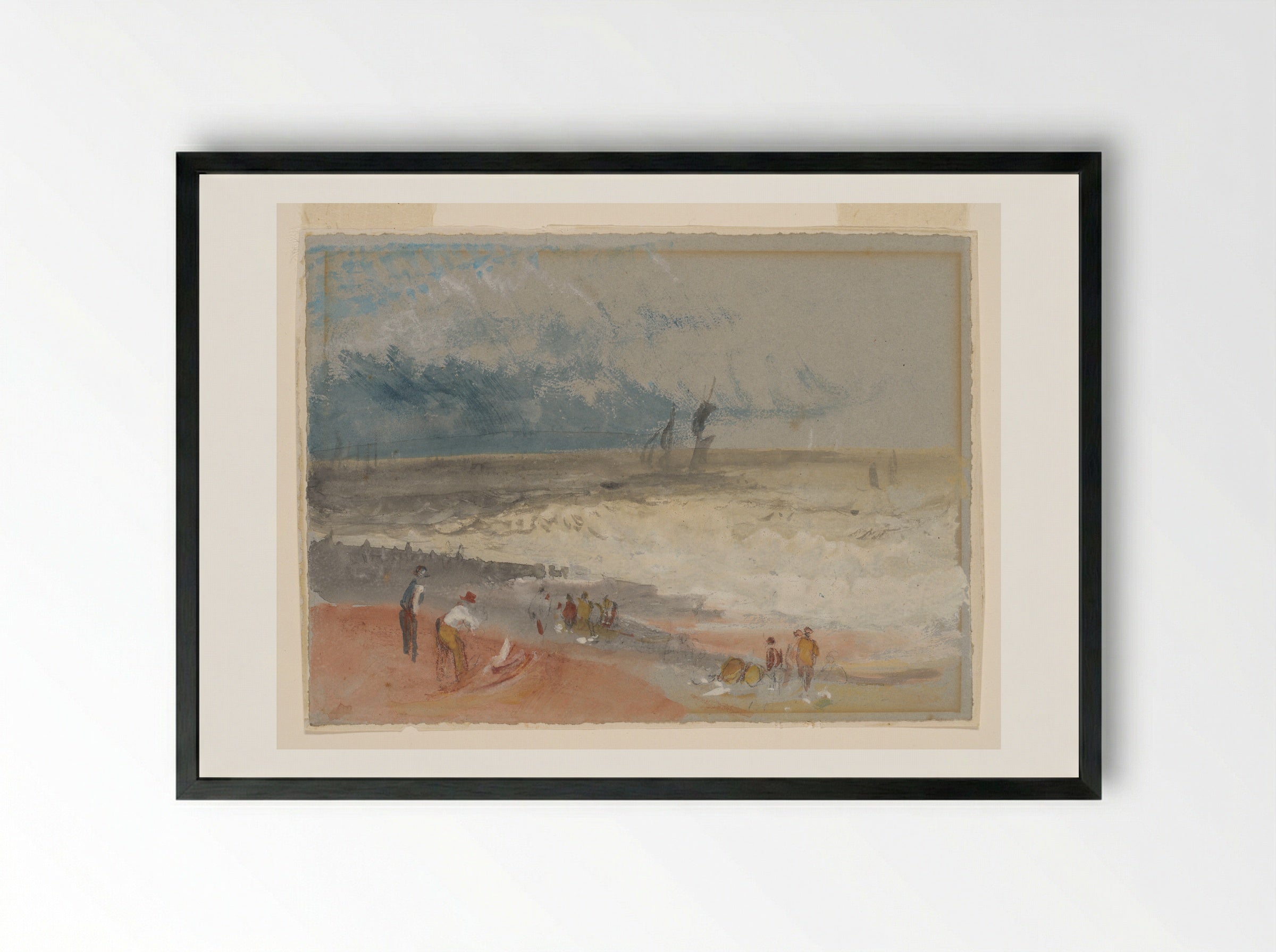 Seashore at Hastings - Joseph Mallord William Turner - Framed Print Black