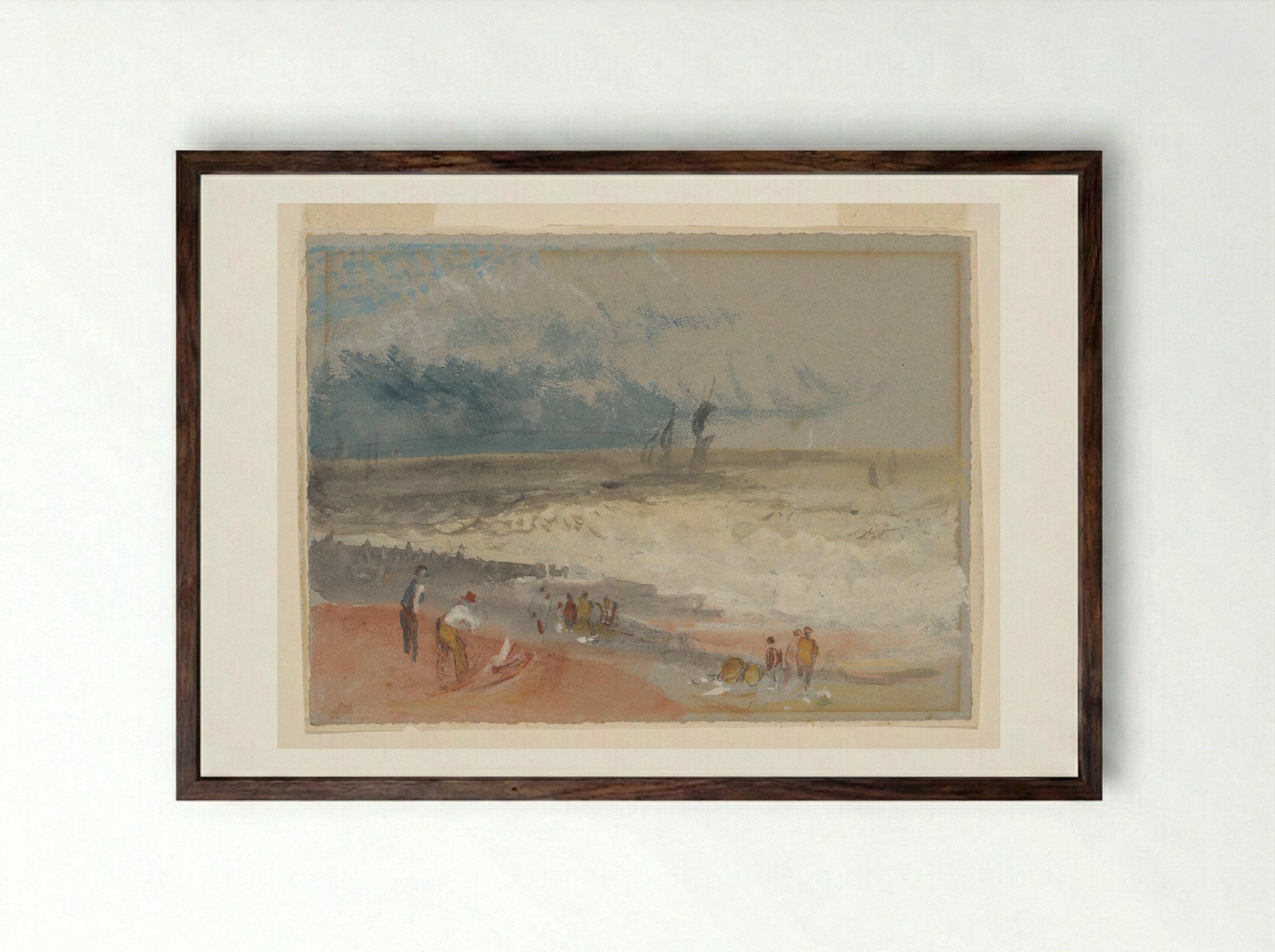 Seashore at Hastings - Joseph Mallord William Turner - Framed Print Dark Wood