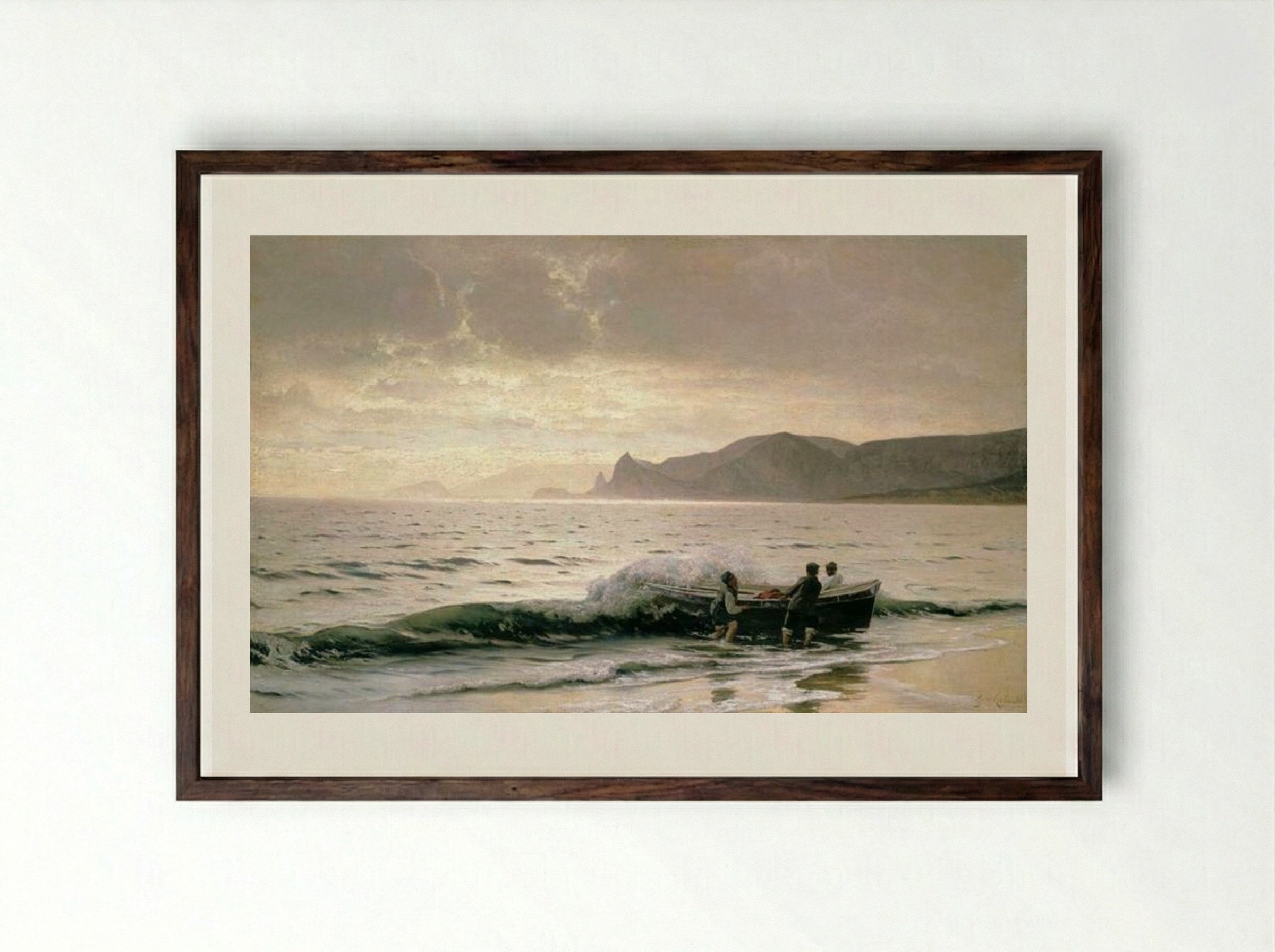 Seashore near Sudak - Volodymyr Orlovsky - Framed Print Dark Wood