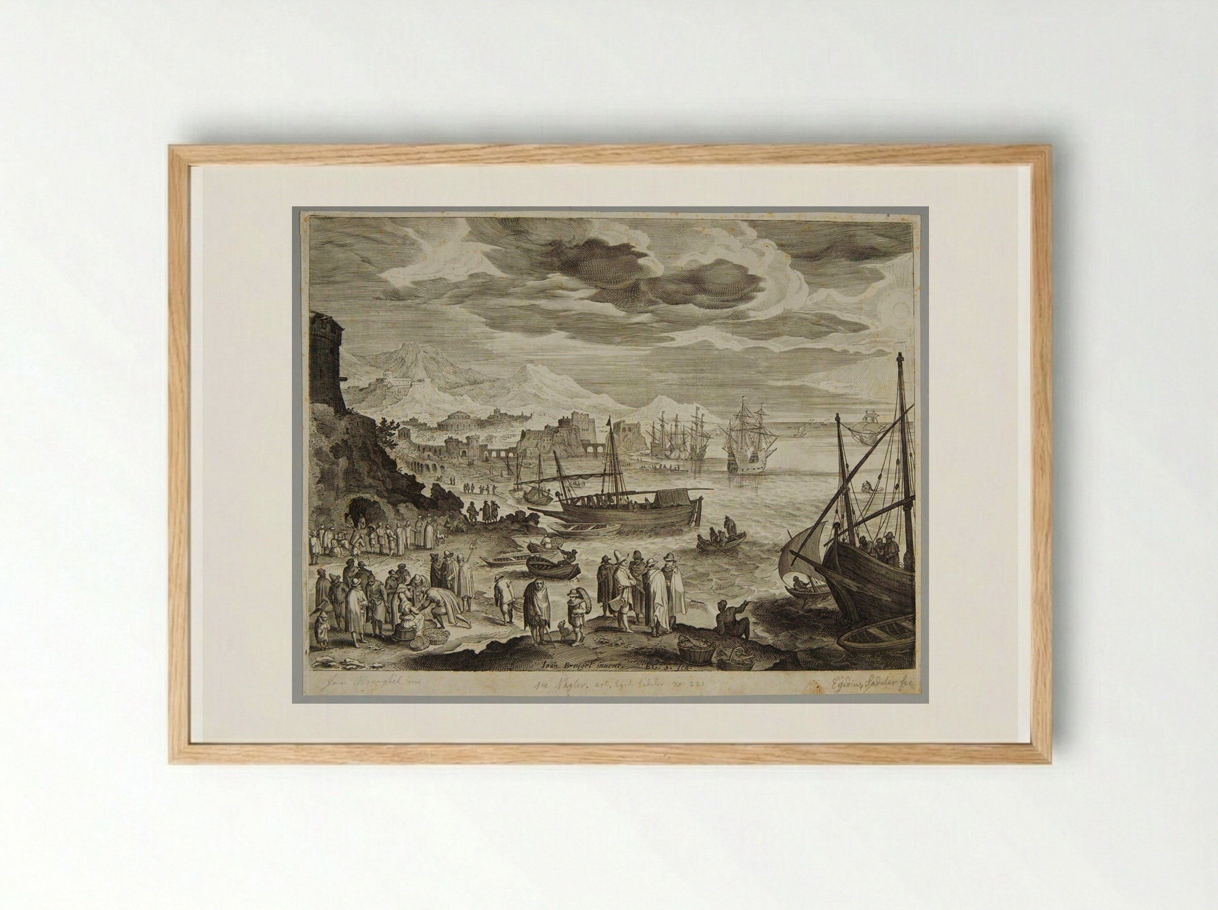 Seashore with Fishermen and Fishmongers - Aegidius Sadeler II - Framed Print Wood