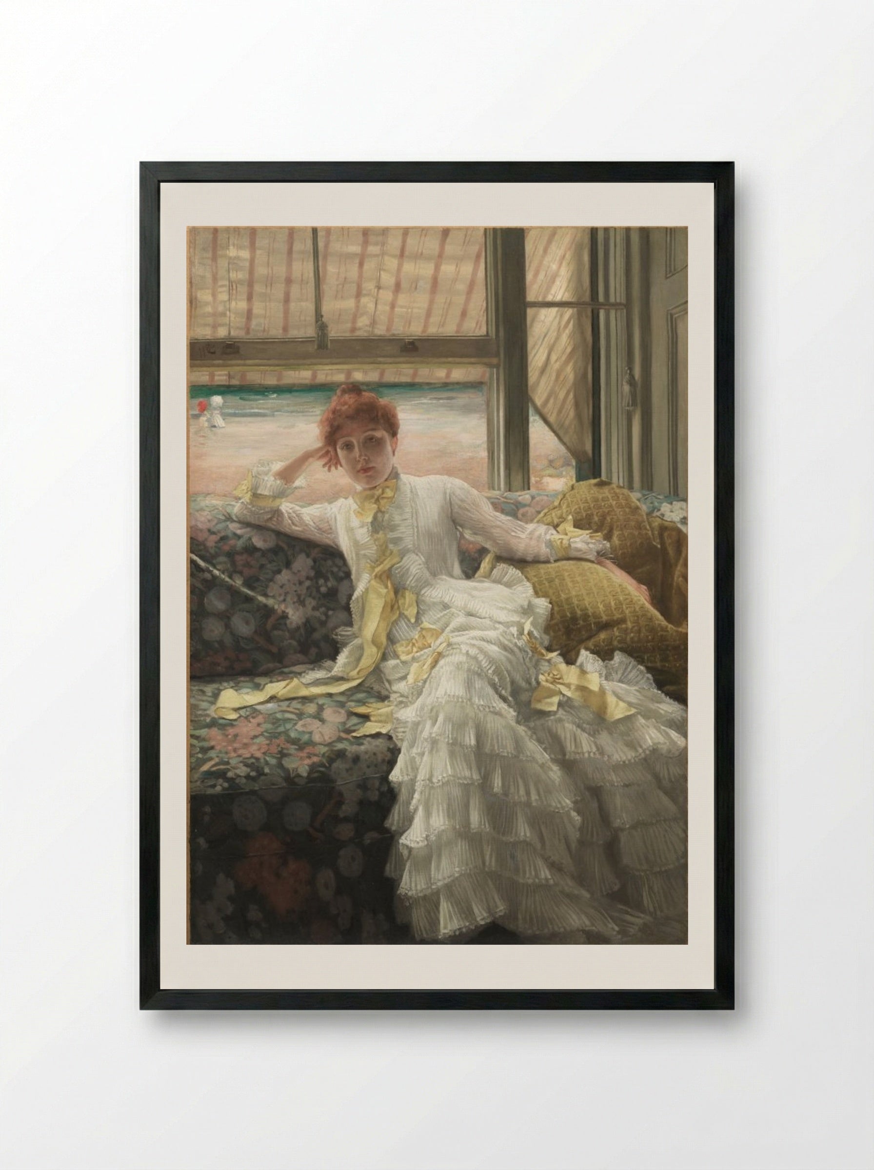 Seaside (July: Specimen of a Portrait) - James Tissot - Framed Print Black
