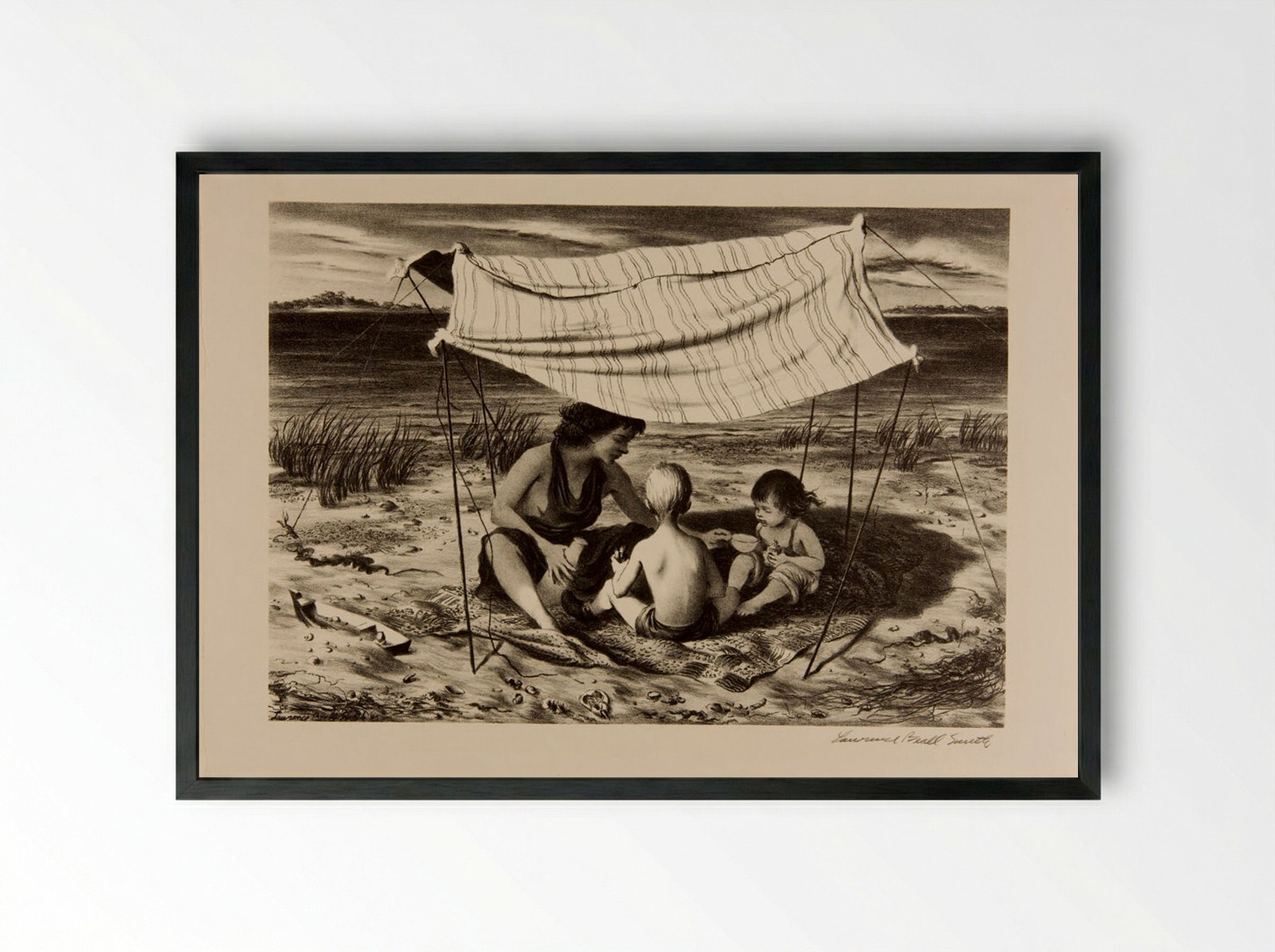 Seaside Nomads - Lawrence Beall Smith - Framed Print Black