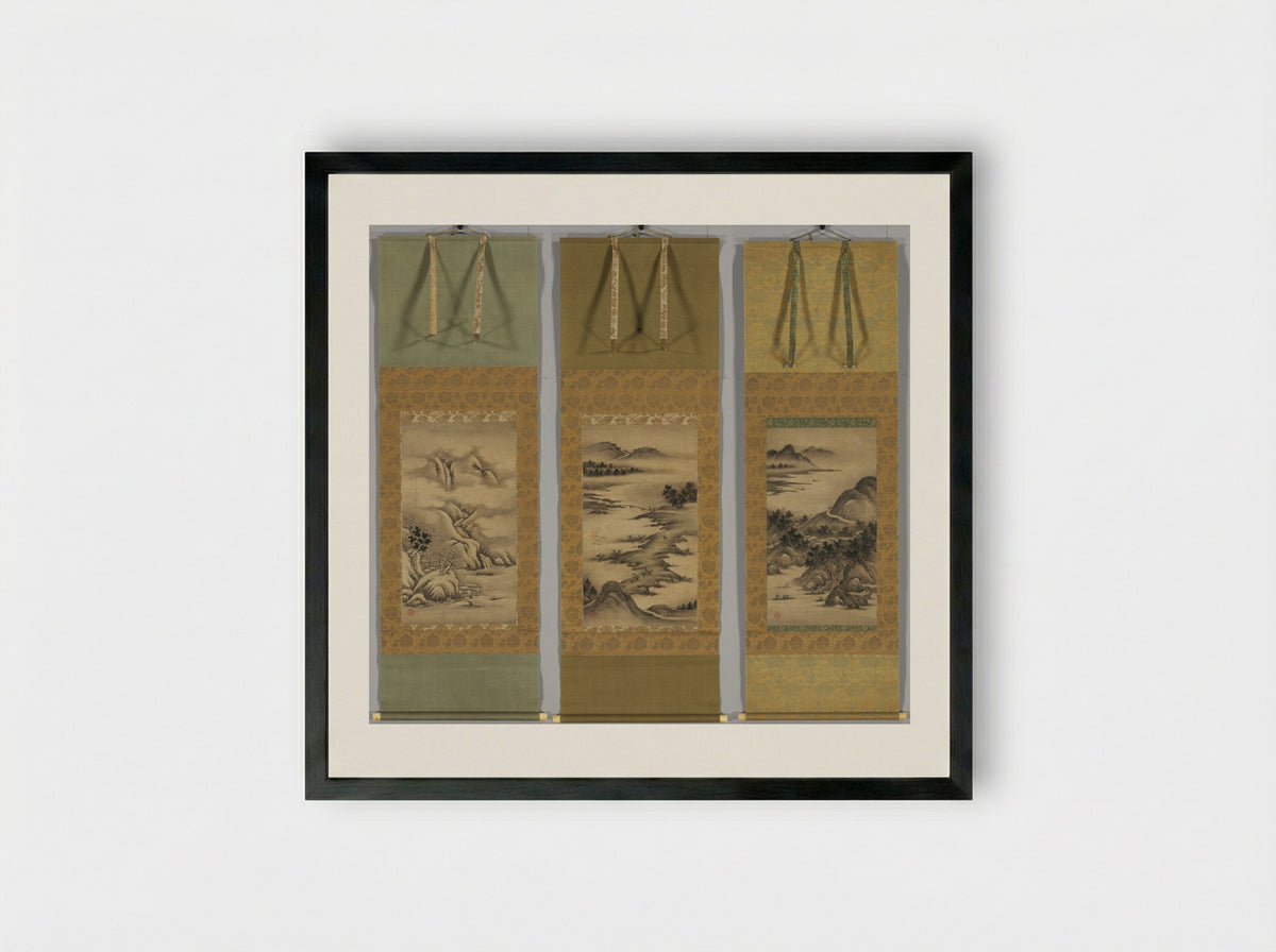 Seasonal Landscapes - Kano Hideyori - Framed Print Black