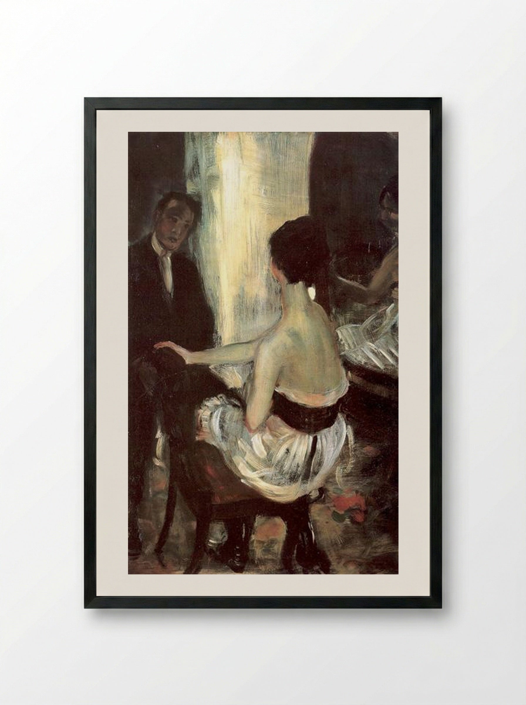 Seated Actress with Mirror - William James Glackens - Framed Print Black