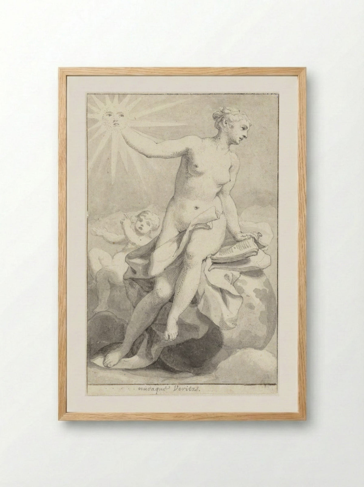 Seated Allegorical Female Figure (Veritas) - Hendrik van Limborch - Framed Print Wood