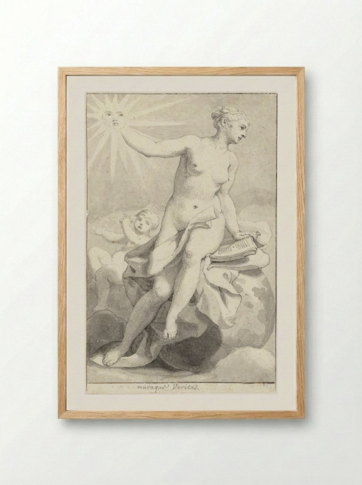Seated Allegorical Female Figure (Veritas) - Hendrik van Limborch - Framed Print Wood