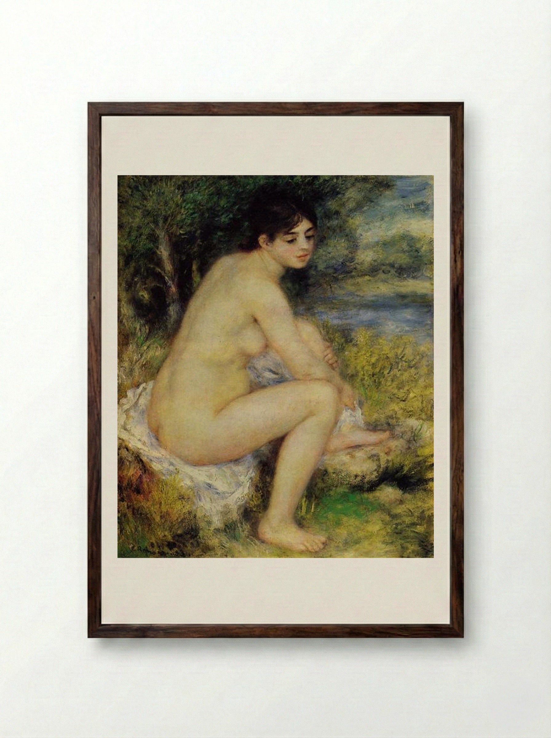Seated Bather - Pierre-Auguste Renoir - Framed Print Dark Wood