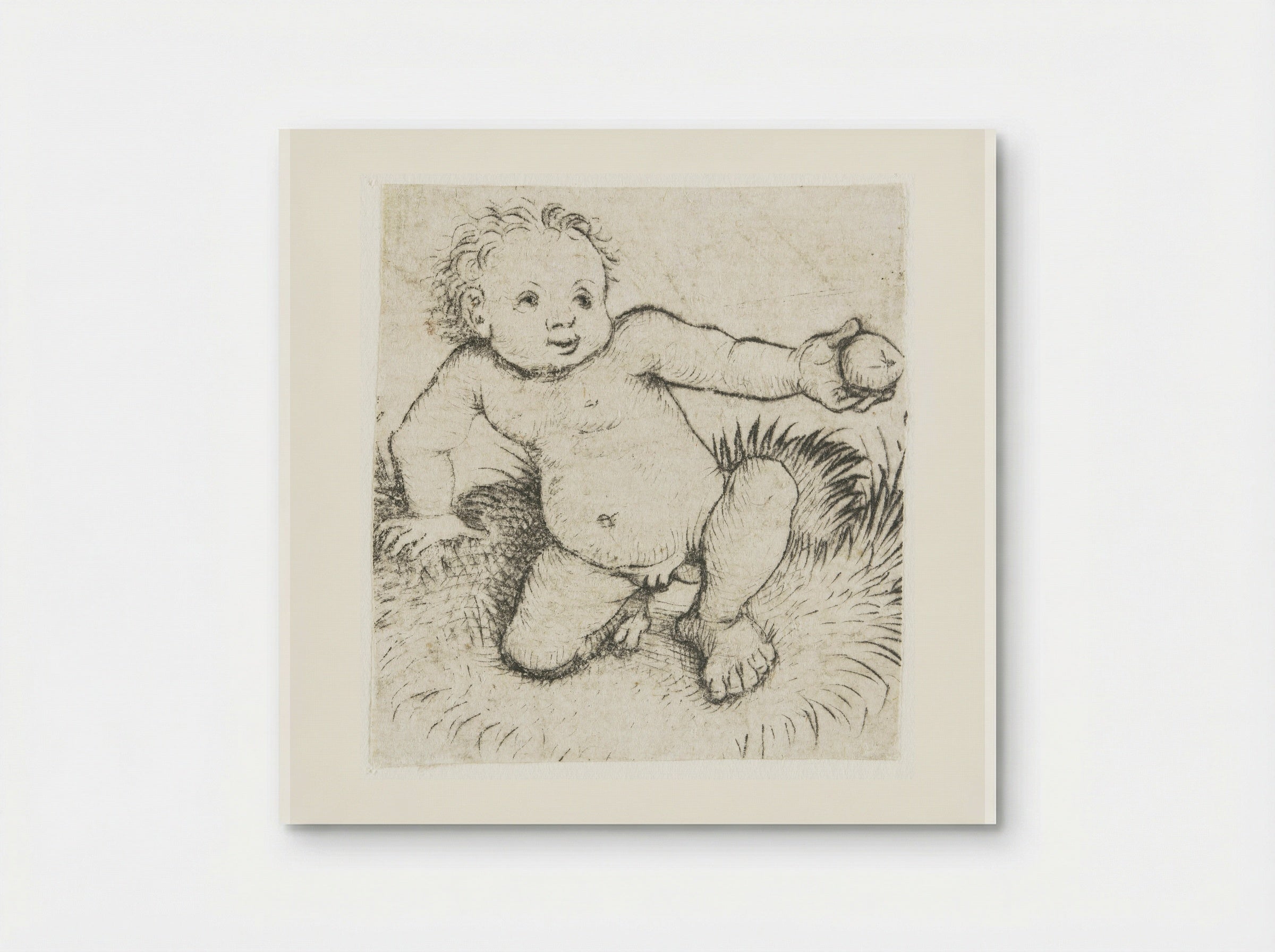 Seated Child with an Apple - Master of the Amsterdam Cabinet - Poster