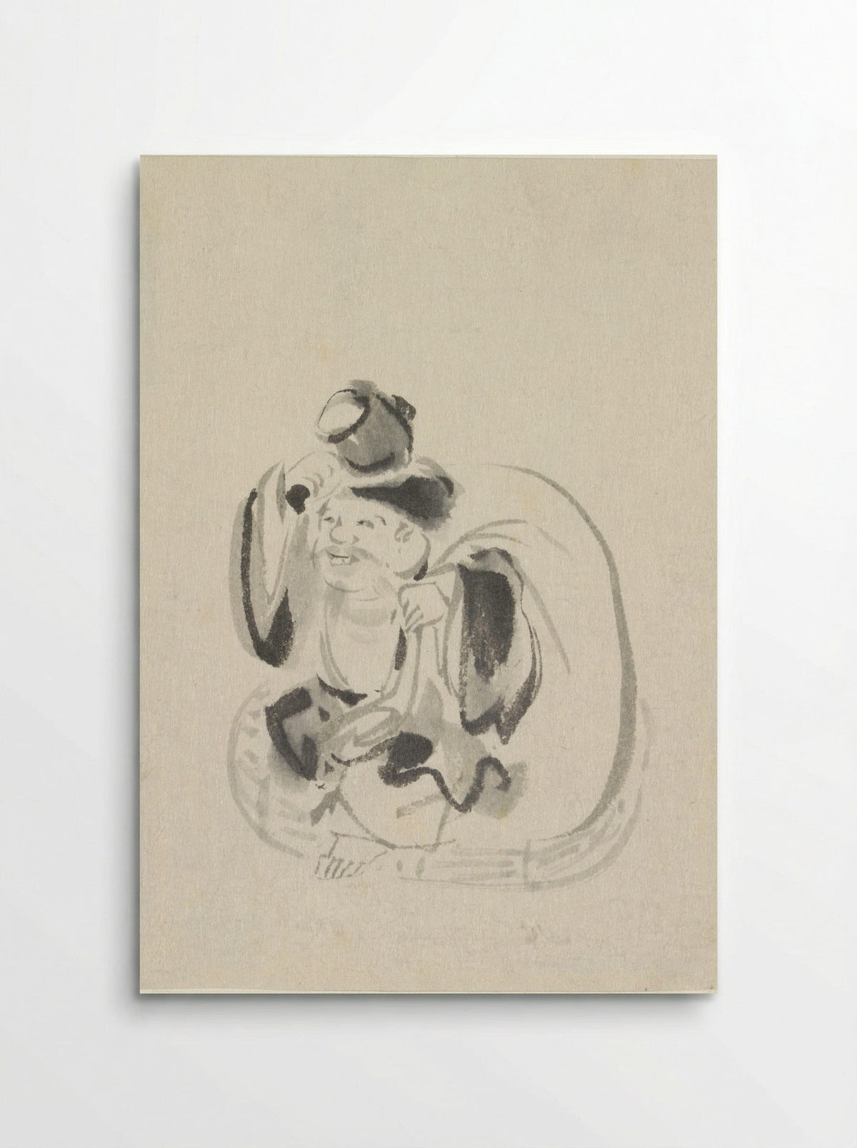 Seated Ebisu (Ink Wash Sketch) - Utagawa Kuniyoshi - Poster