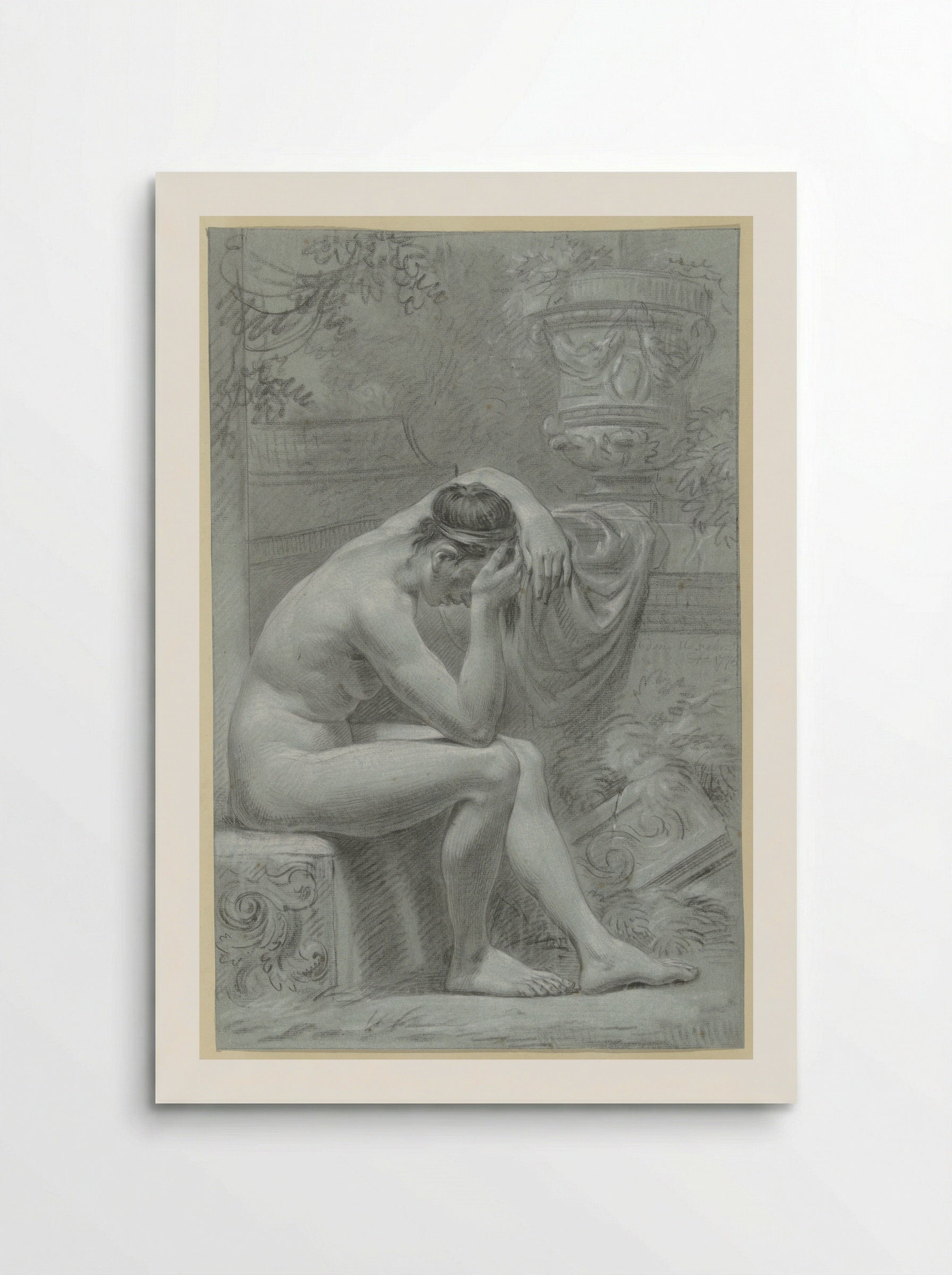 Seated Female Nude, Resting her Head in her Hand - Jean Grandjean - Poster