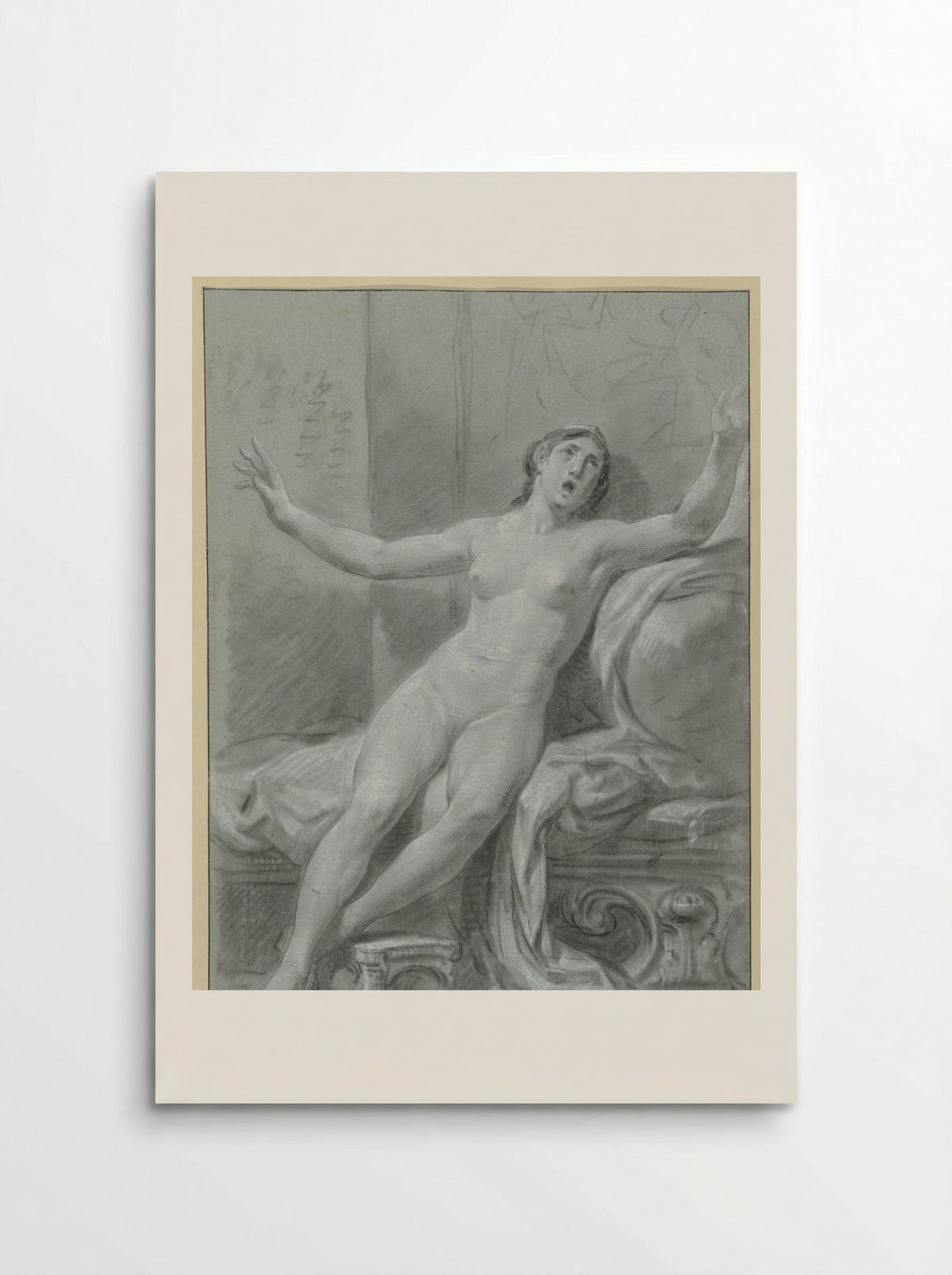 Seated Female Nude, with Raised Arms - Jean Grandjean - Poster