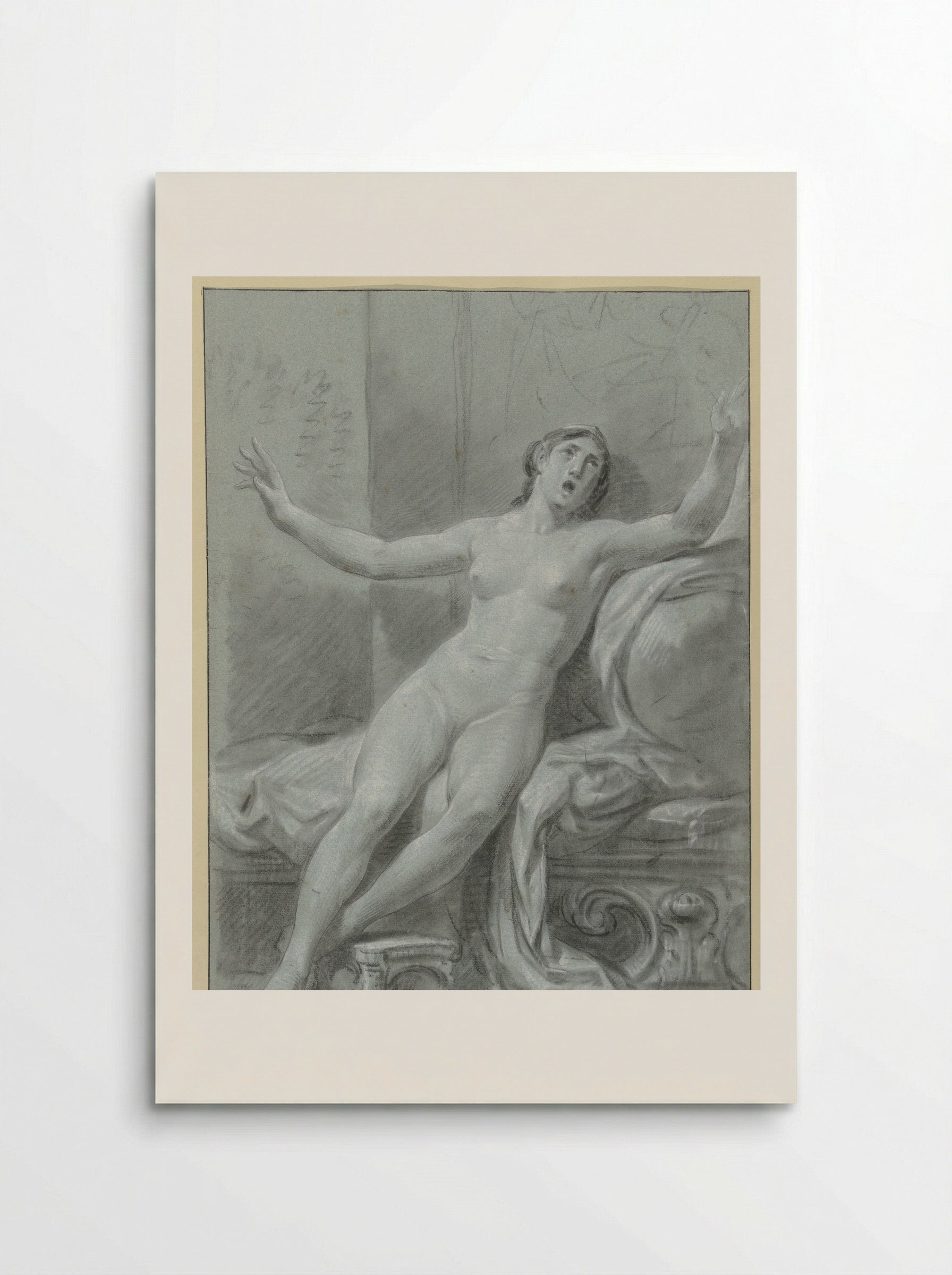 Seated Female Nude, with Raised Arms - Jean Grandjean - Poster