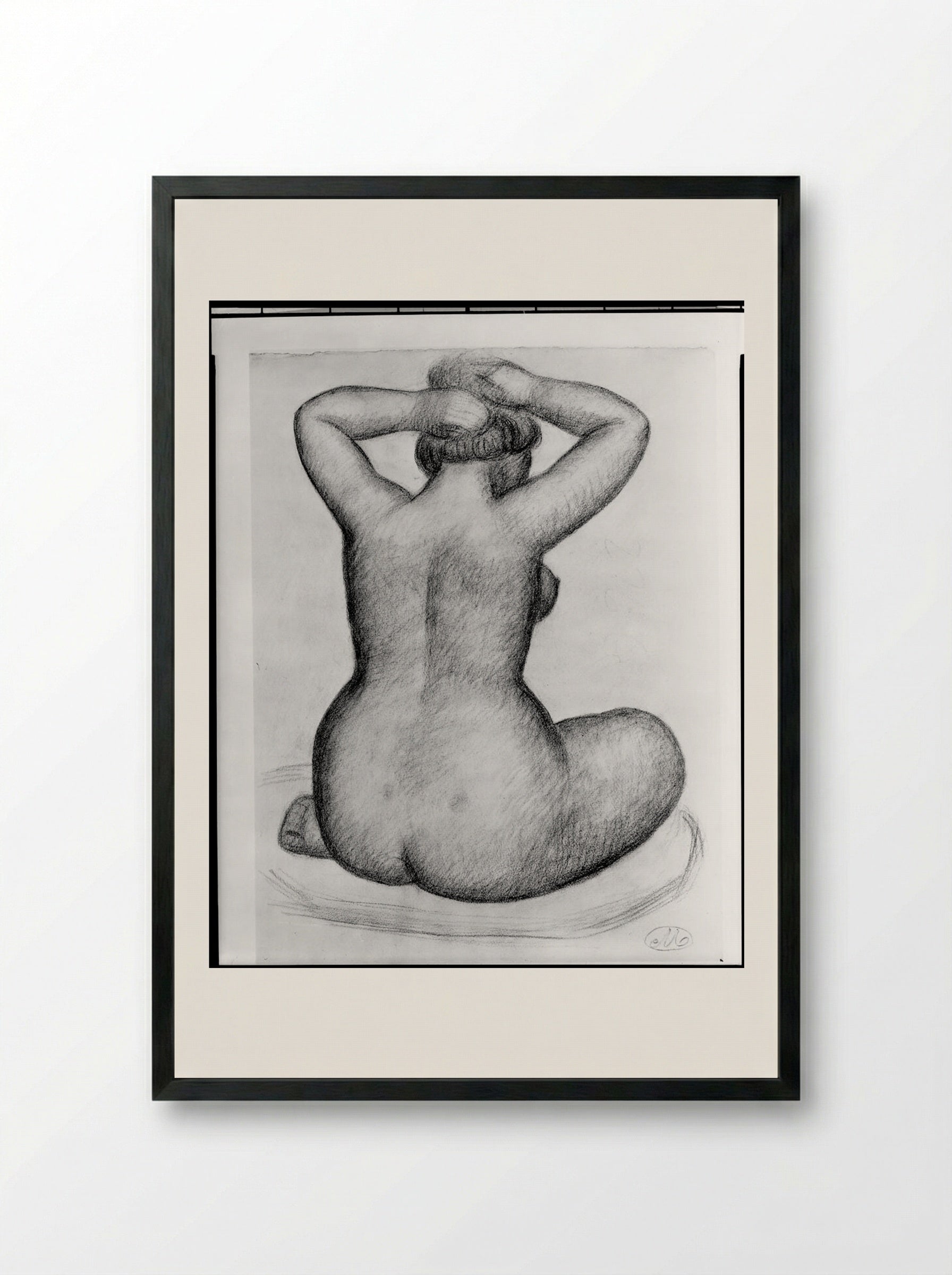 Seated Female Nude - Aristide Maillol - Framed Print Black